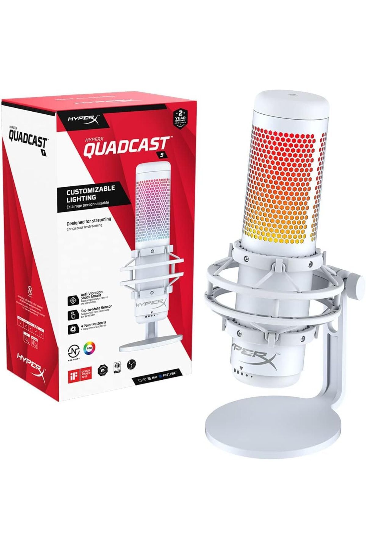 HyperX Quadcast S Beyaz Rgb Mikrofon