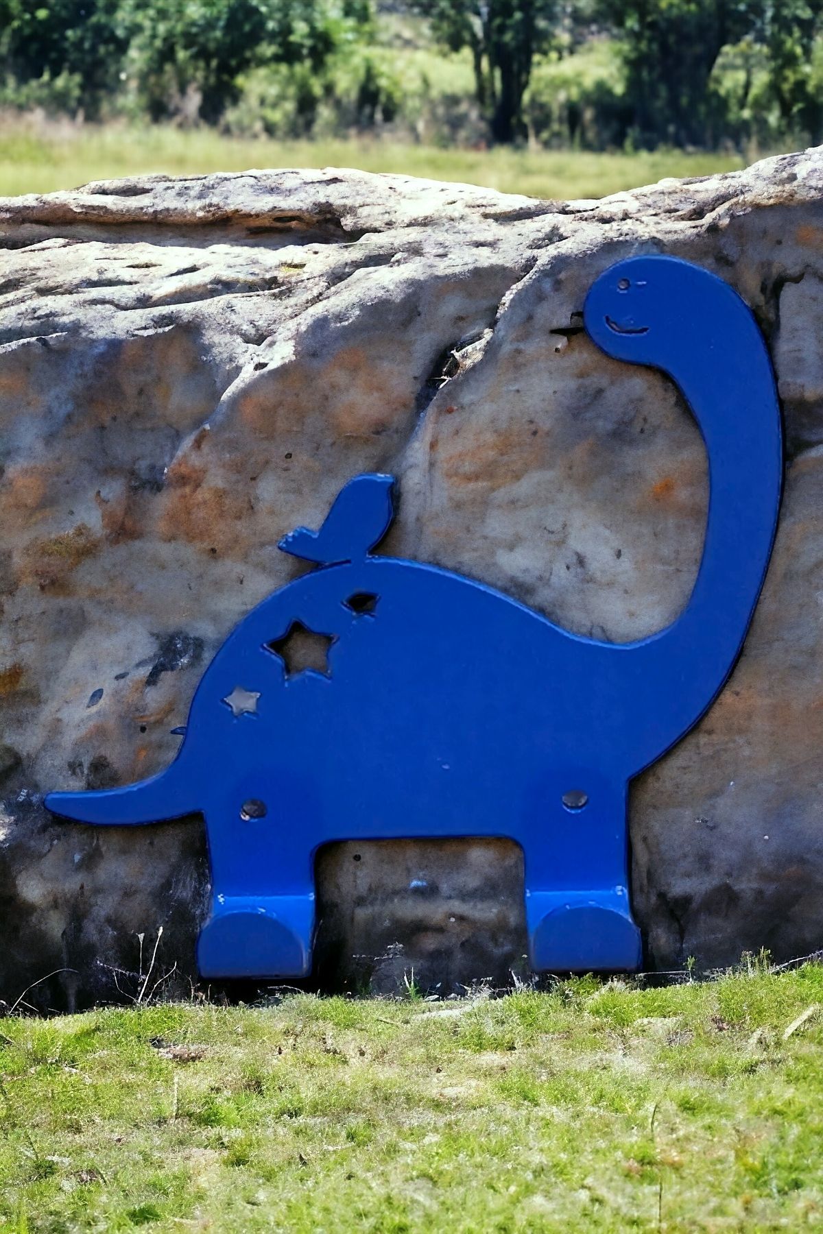 Cinderella Dino Model Mavi Dekoratif Metal Duvar Askısı - Modern Çocuk & Bebek Odası Kapı Arkası Askılık