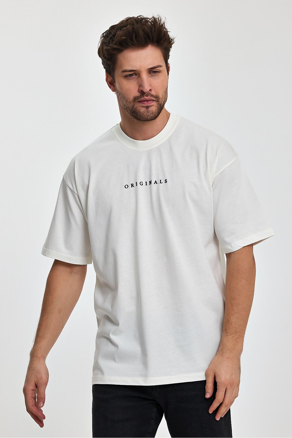 COMBİNE MİCHAİL Originals Erkek Oversize Fit Kalın Kumaşlı Bisiklet Yaka T-shirt