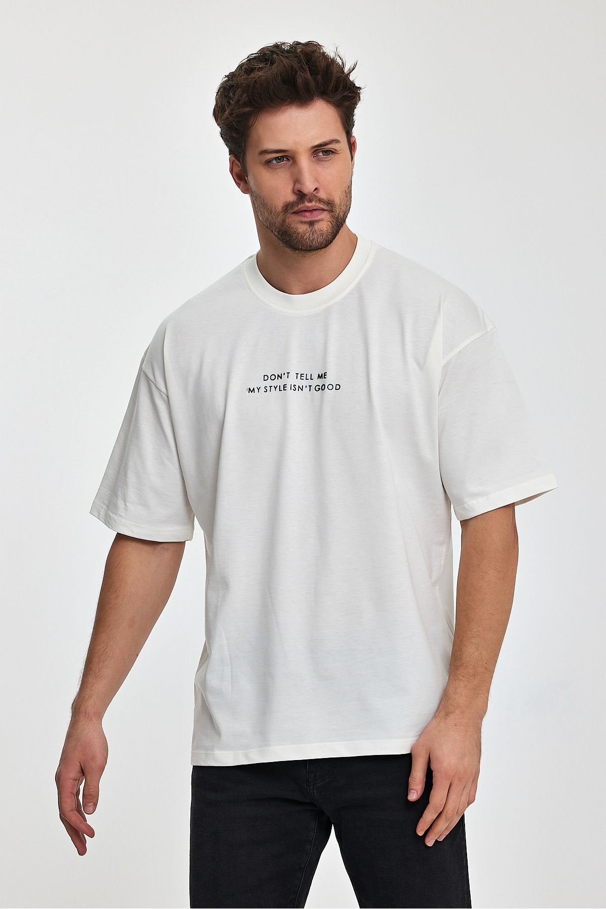 COMBİNE MİCHAİL Dont Erkek Oversize Fit Kalın Kumaşlı Bisiklet Yaka T-shirt