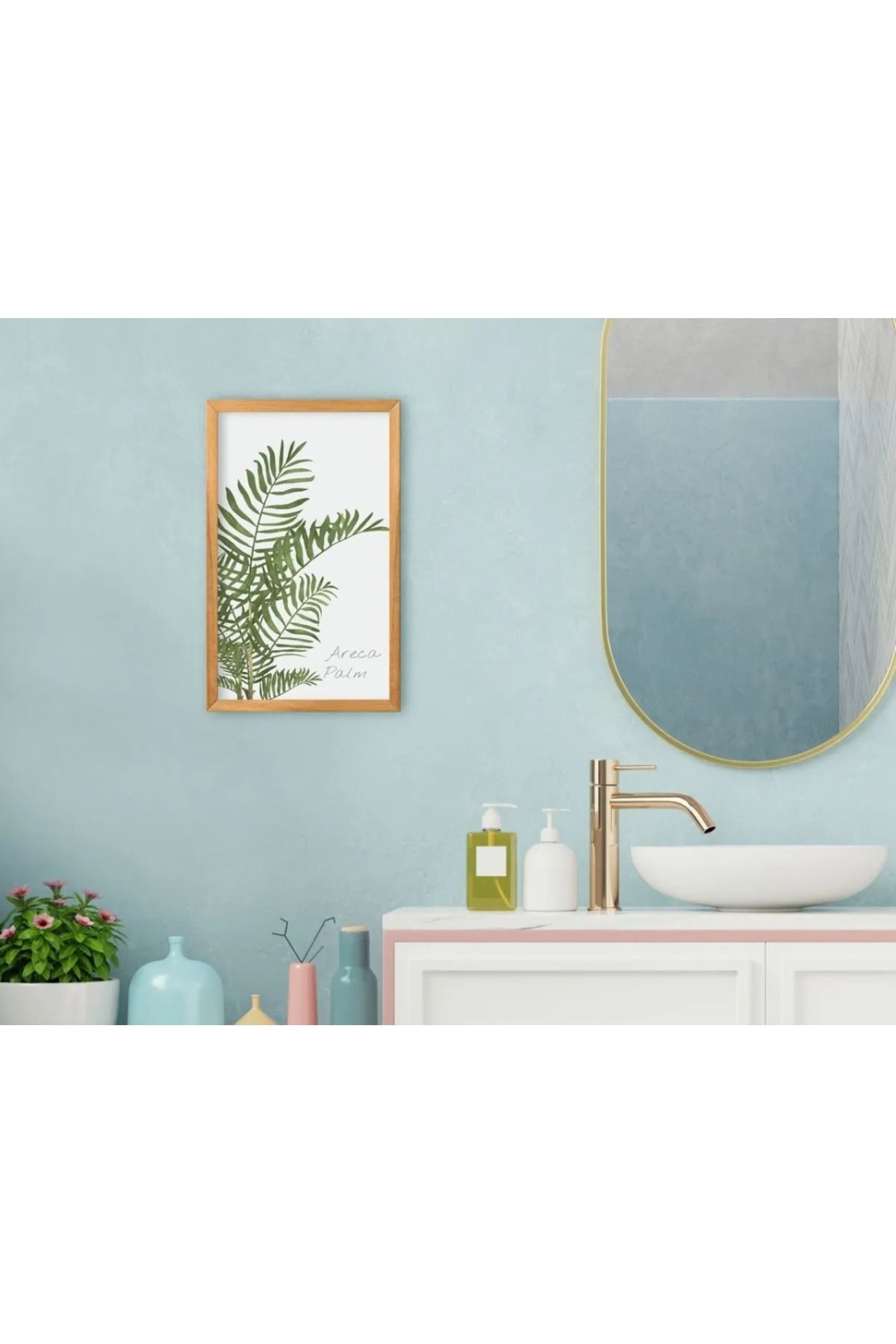 TRENDPOSTER Banyo için Modern Ahşap doğal çerçeveli tablo