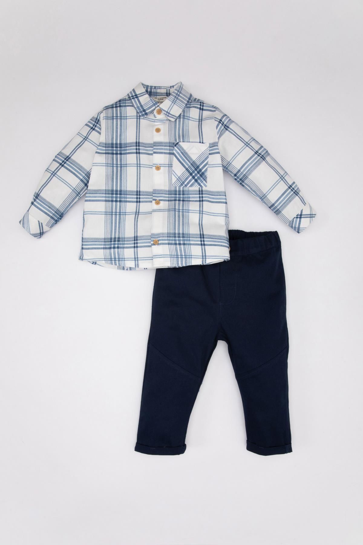 Defacto Erkek Bebek Kareli Twill Gömlek Pantolon 2li Takım C3600A524SP