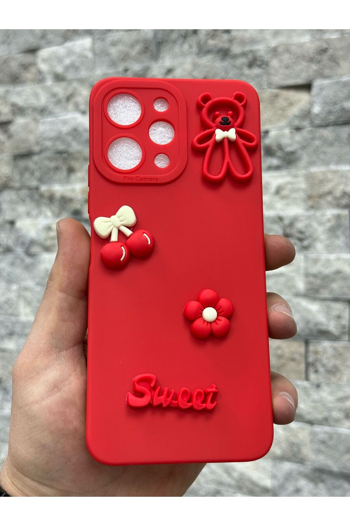 Sphone Xiaomi Redmi 12 Kılıf Ayıcık Sweet Teddy 3D Emoji Kabartma Figür Neon Renkli Liquid Esnek Silikon