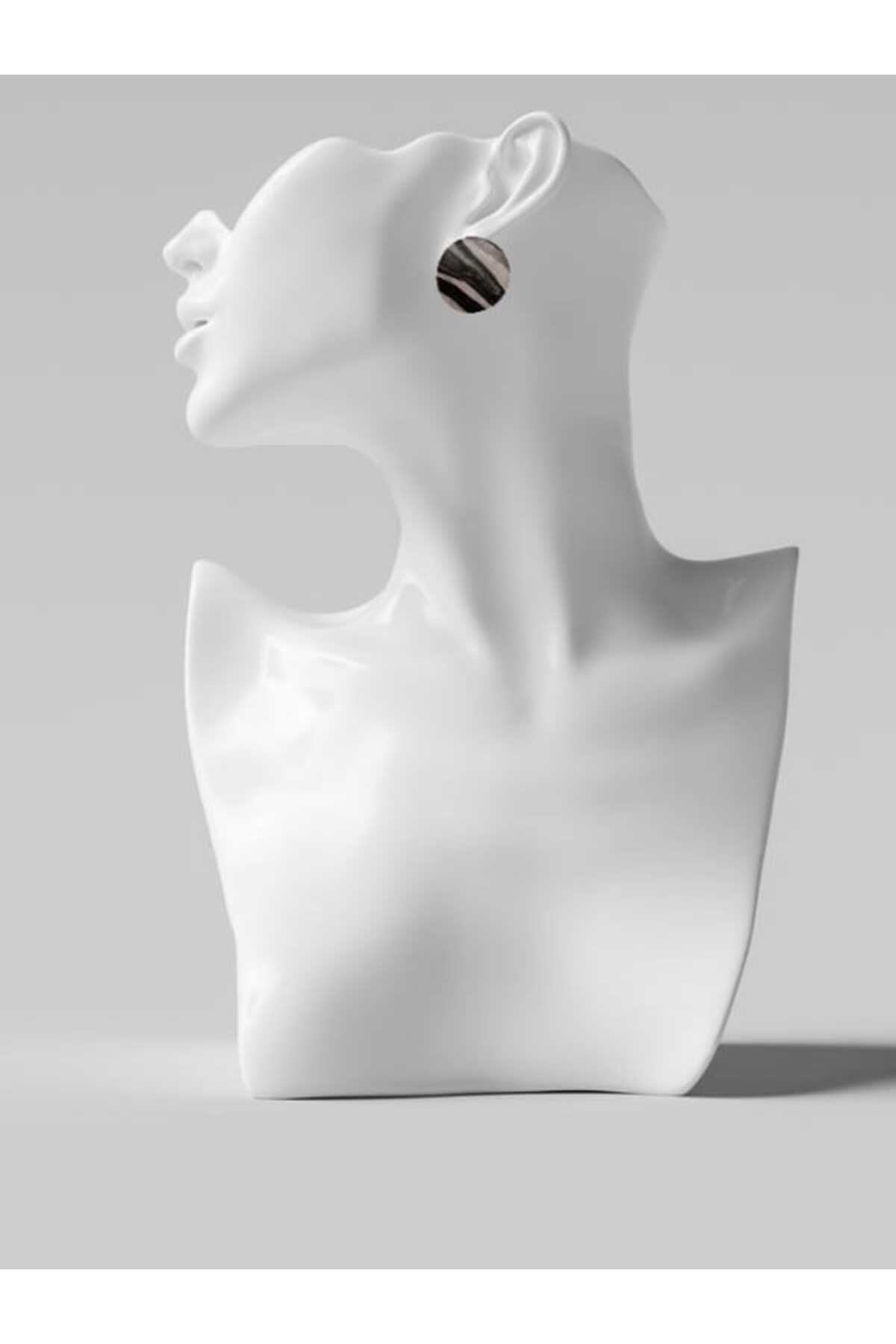 Karşı Köyden Özel Tasarım, El Yapımı Polimer Kil Üzeri Mermer Desenli Detay Küpe, Handmade Polymer Clay Earrings