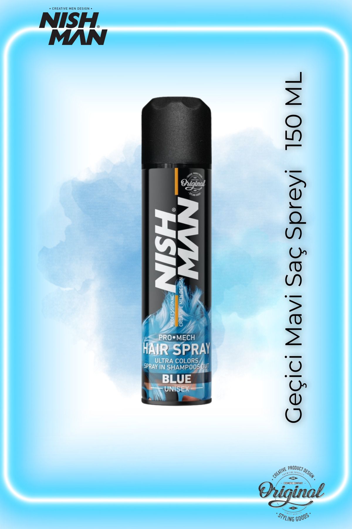NISHMAN Renkli Saç Spreyi /mavi - 150 Ml