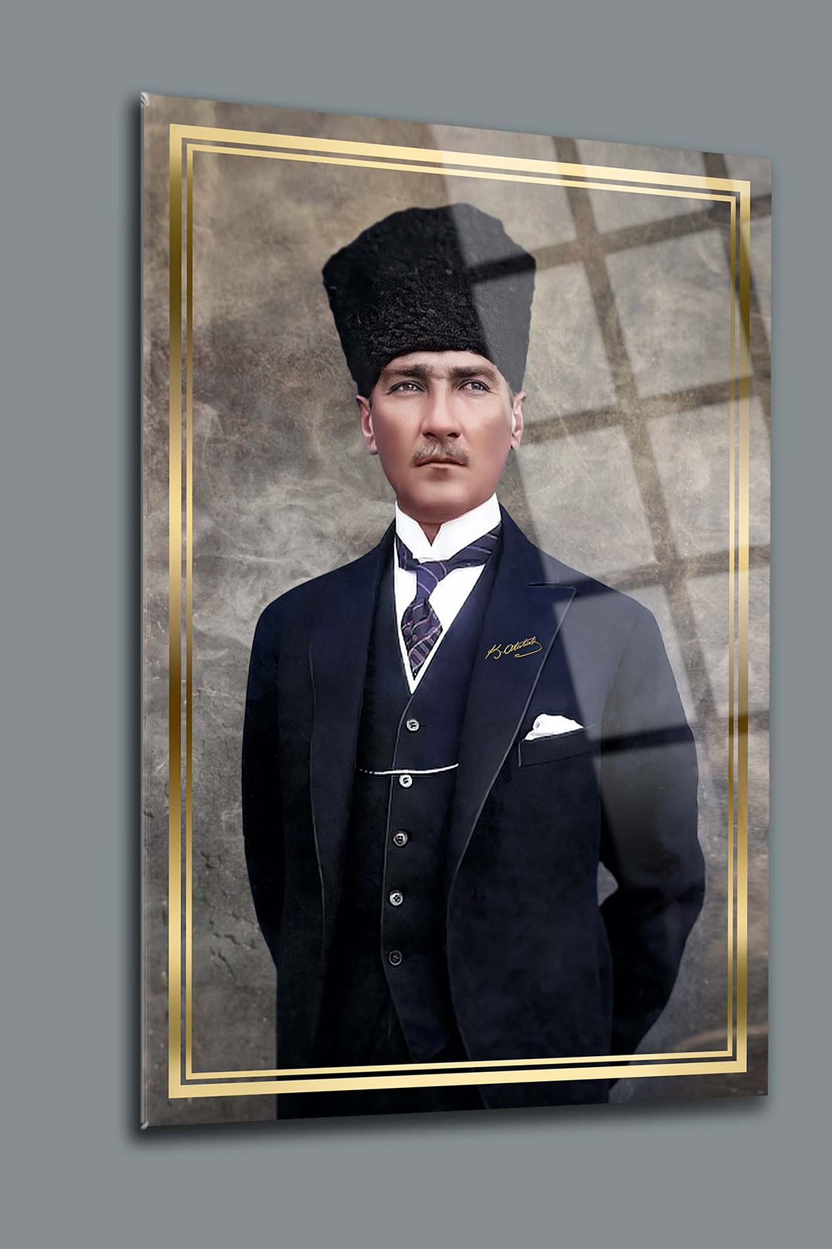 SRD Concept Atatürk 102 Cam Tablo-atatürk Tablosu-türk Bayrağı Tablosu