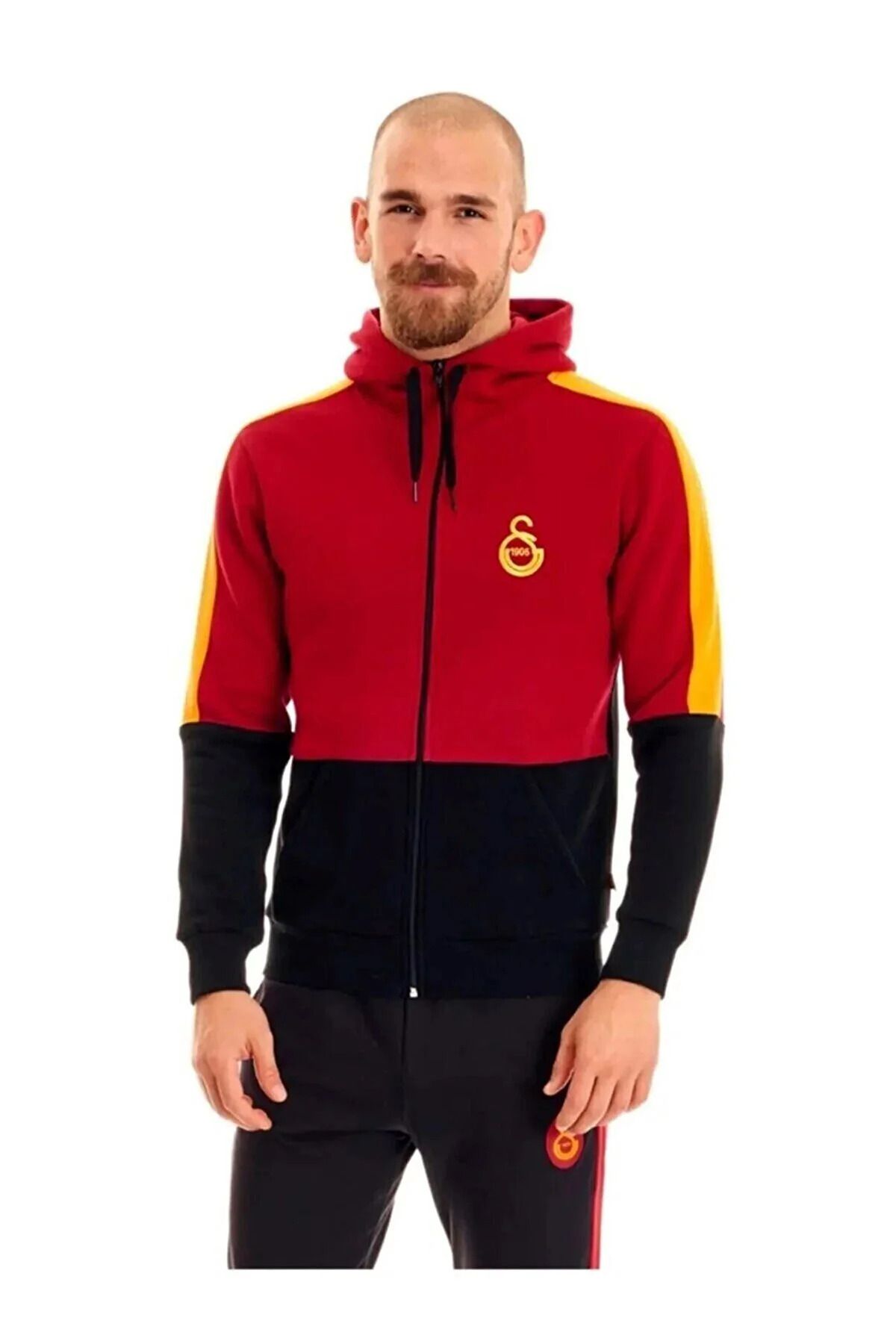 Galatasaray Orijinal Kapüşonlu Siyah-kırmızı Sweatshirt