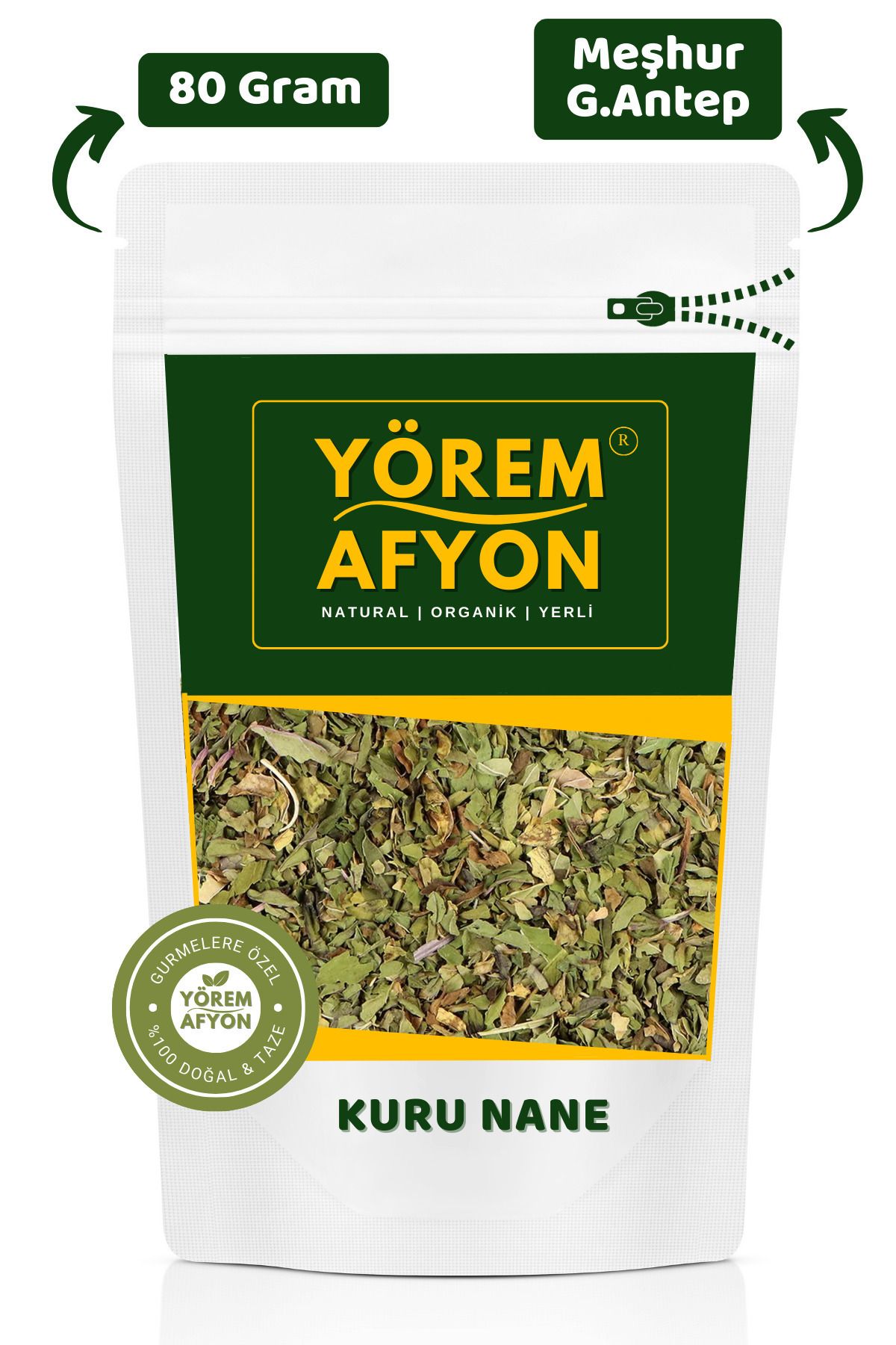 Gülçehre Yörem Afyon Meşhur Gaziantep Nizip Güneşte Kurutulmuş Keskin Aromalı Kuru Nane, Narpız | 80gr.