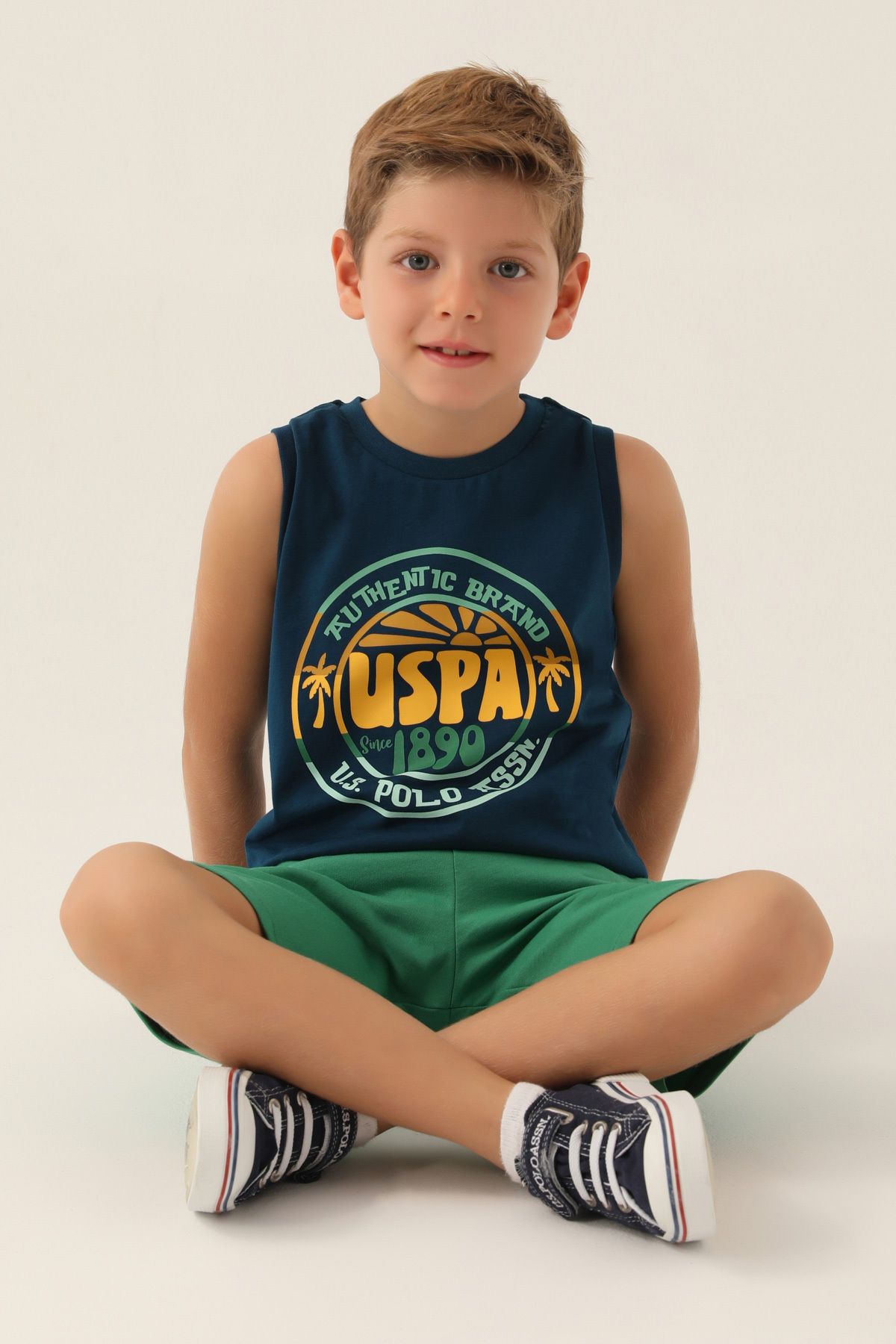 U.S. Polo Assn. Erkek Çocuk, Lisanslı, USPA, % 100 Pamuk, T-shirt Bermuda Takım