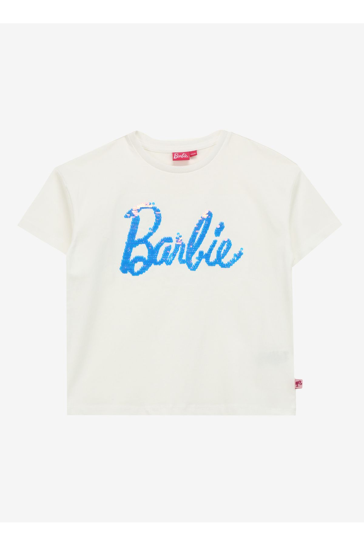 Barbie Payetli Lila - Beyaz Kız Çocuk T-Shirt BRB4SG-TST6020