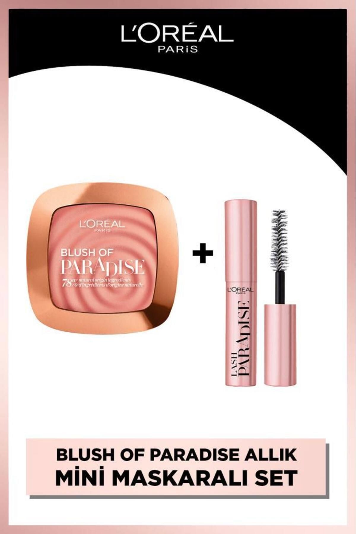 L'Oreal Paris Blush of Paradise Melon Dollar Baby Allık & Mini Paradise Maskara 4.7 ML Makyaj Seti