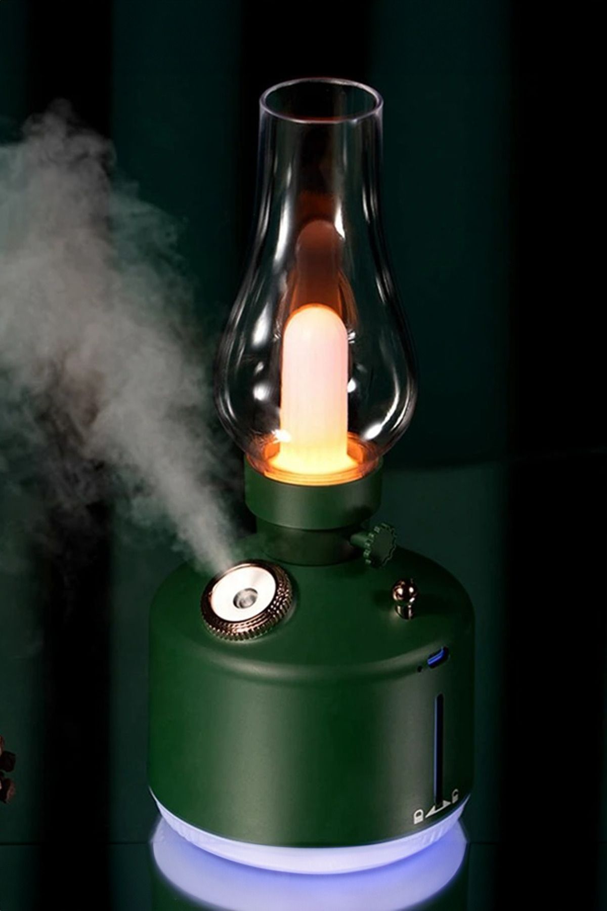 Mobee Retro Gaz Lambası Görünümlü Hava Nemlendirici Buhar Püskürtücü Buhar Makinesi Ledli Lamba Difüzörü