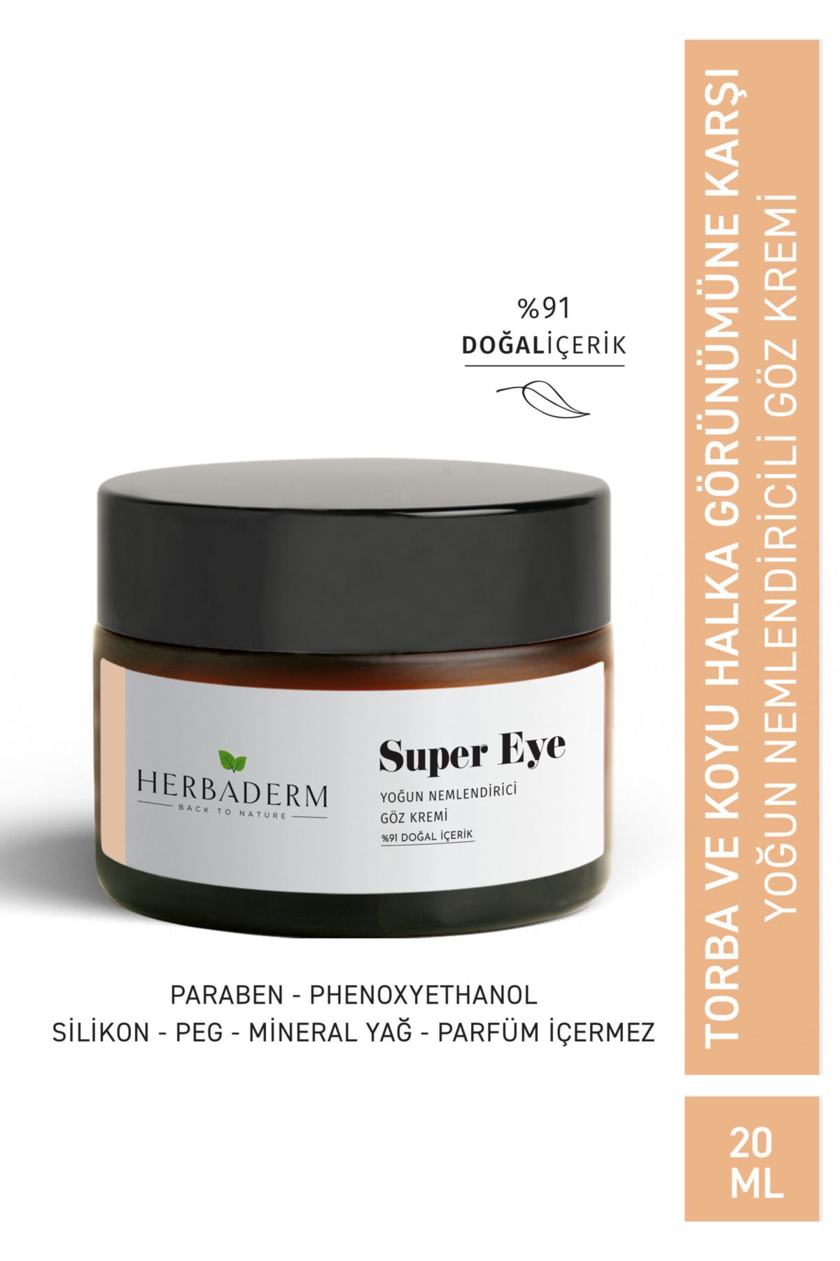 Herbaderm Super Eye Koyu Halka Ve Kırışıklık Karşıtı Kolajen + C Vitamini Nemlendirici Göz Çevresi Kremi