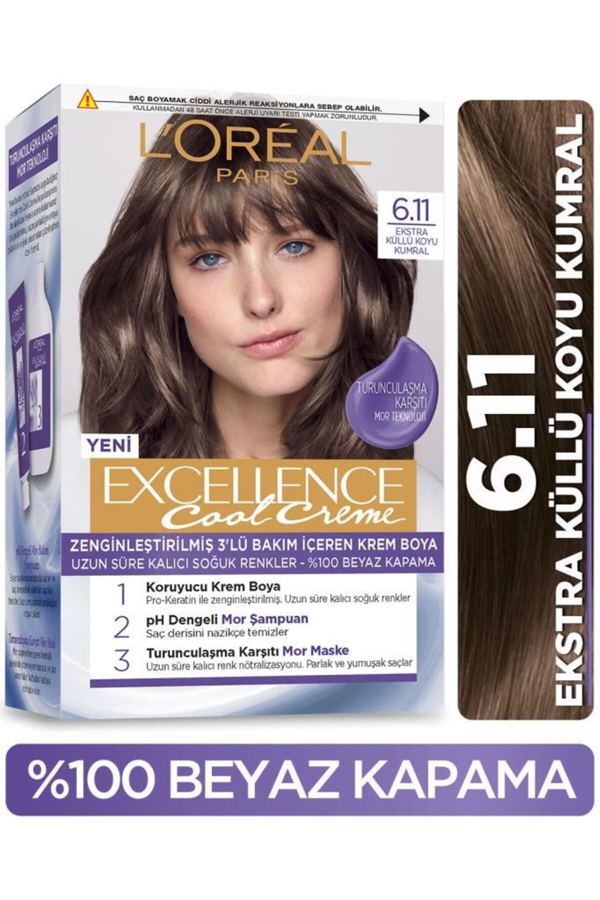 L'Oreal Paris L’oréal Paris Excellence Cool Creme Saç Boyası – 6.11 Ekstra Küllü Koyu Kumral