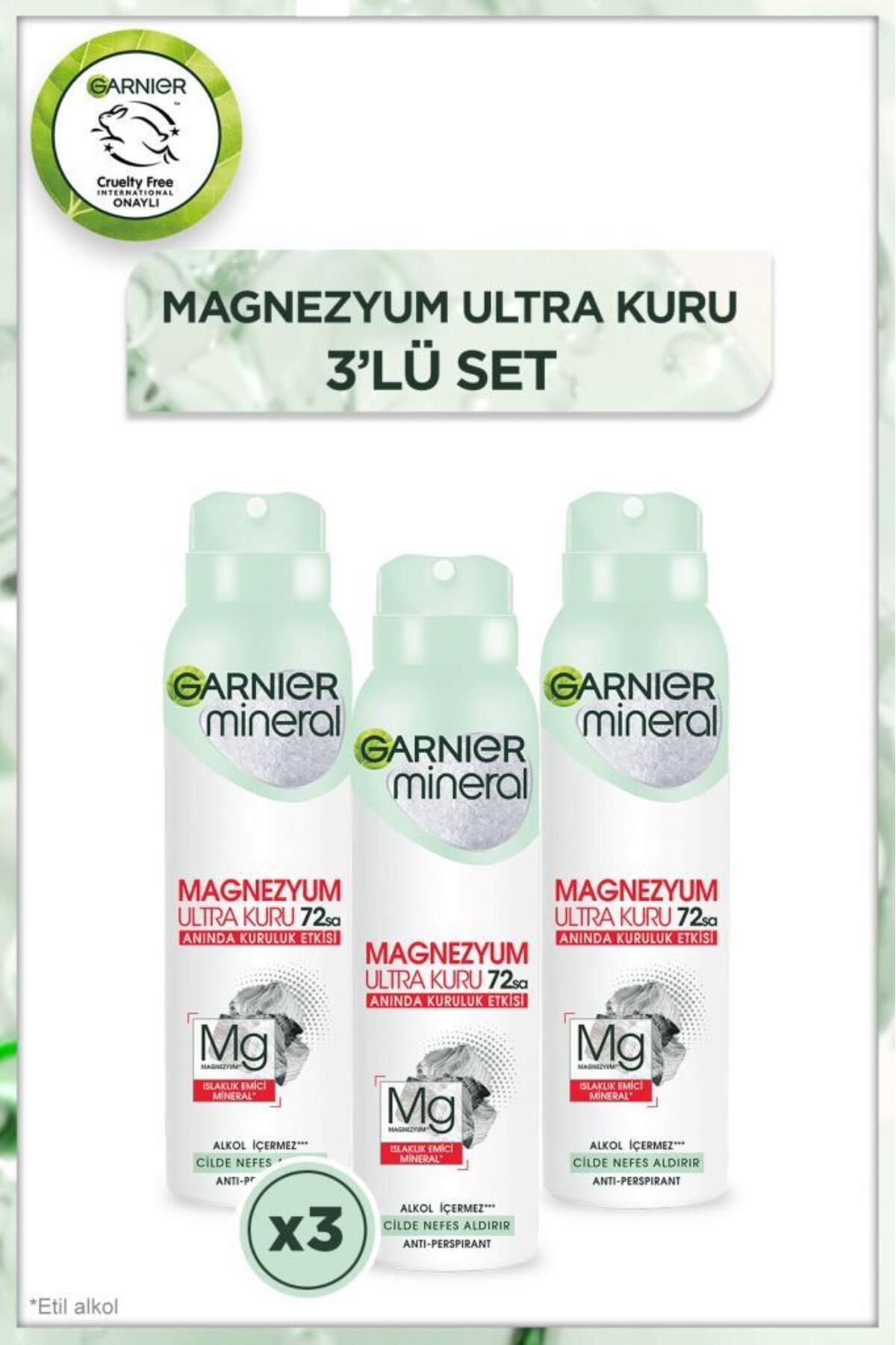 Garnier 3'lü Mineral Magnezyum Ultra Kuru Sprey Kadın Deodorant Seti