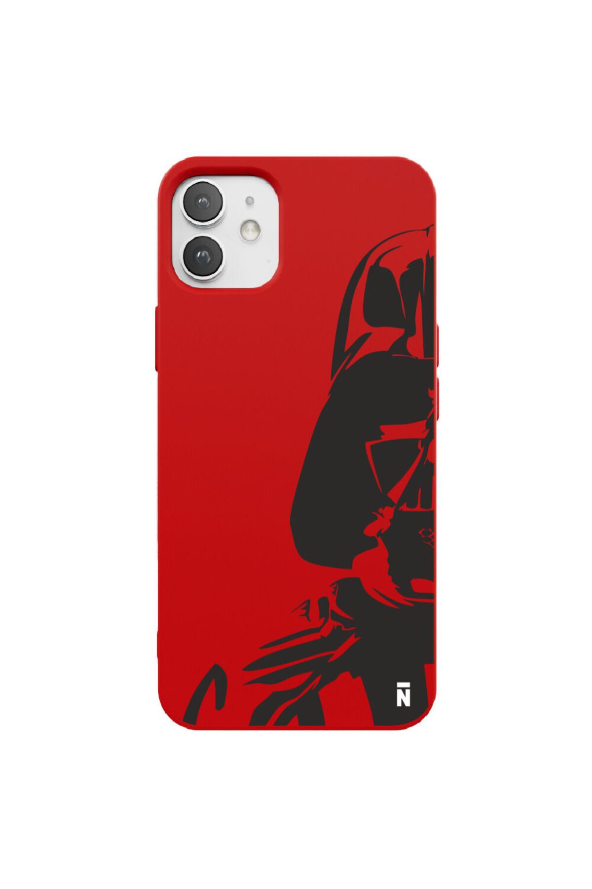 Casen iPhone 12 Darth Vader Tasarımlı Kırmızı Renkli Silikon Telefon Kılıfı
