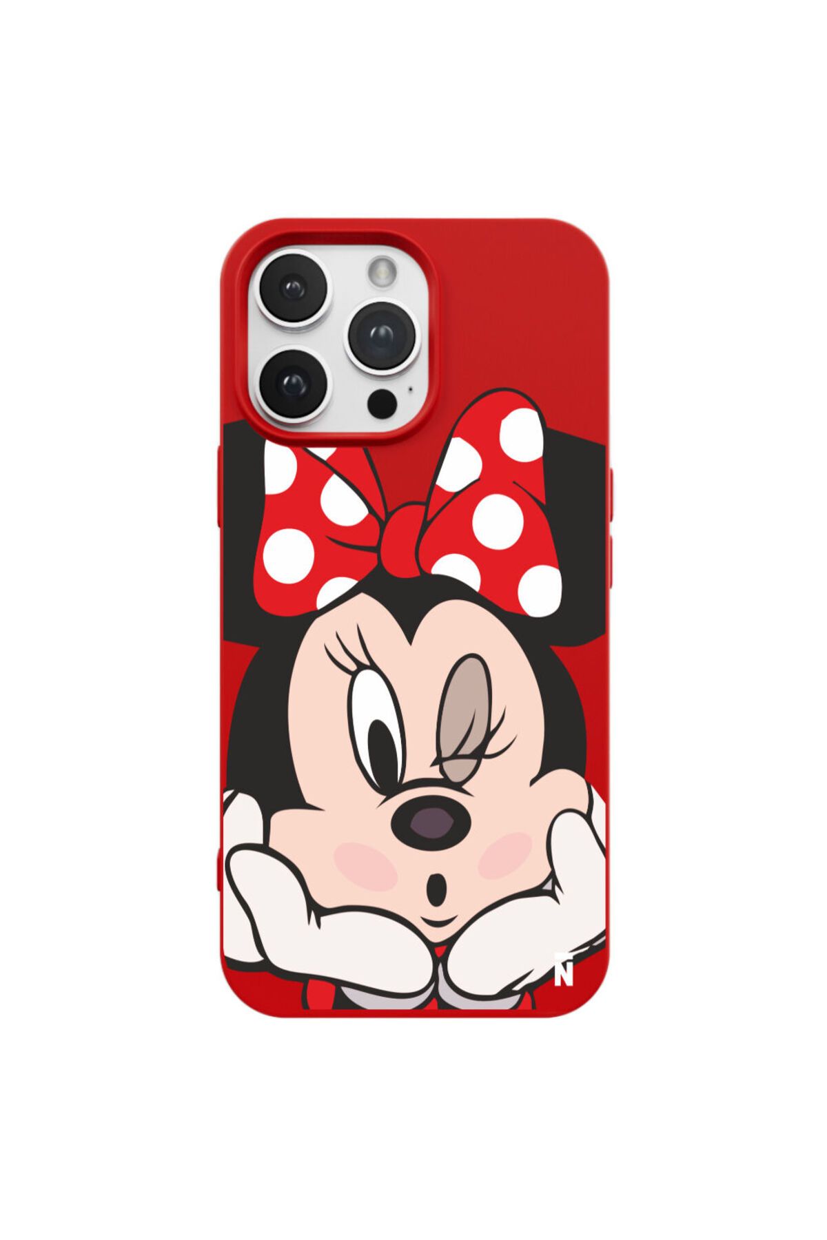 Casen iPhone 15 Pro Mickey Tasarımlı Kırmızı Renkli Silikon Telefon Kılıfı