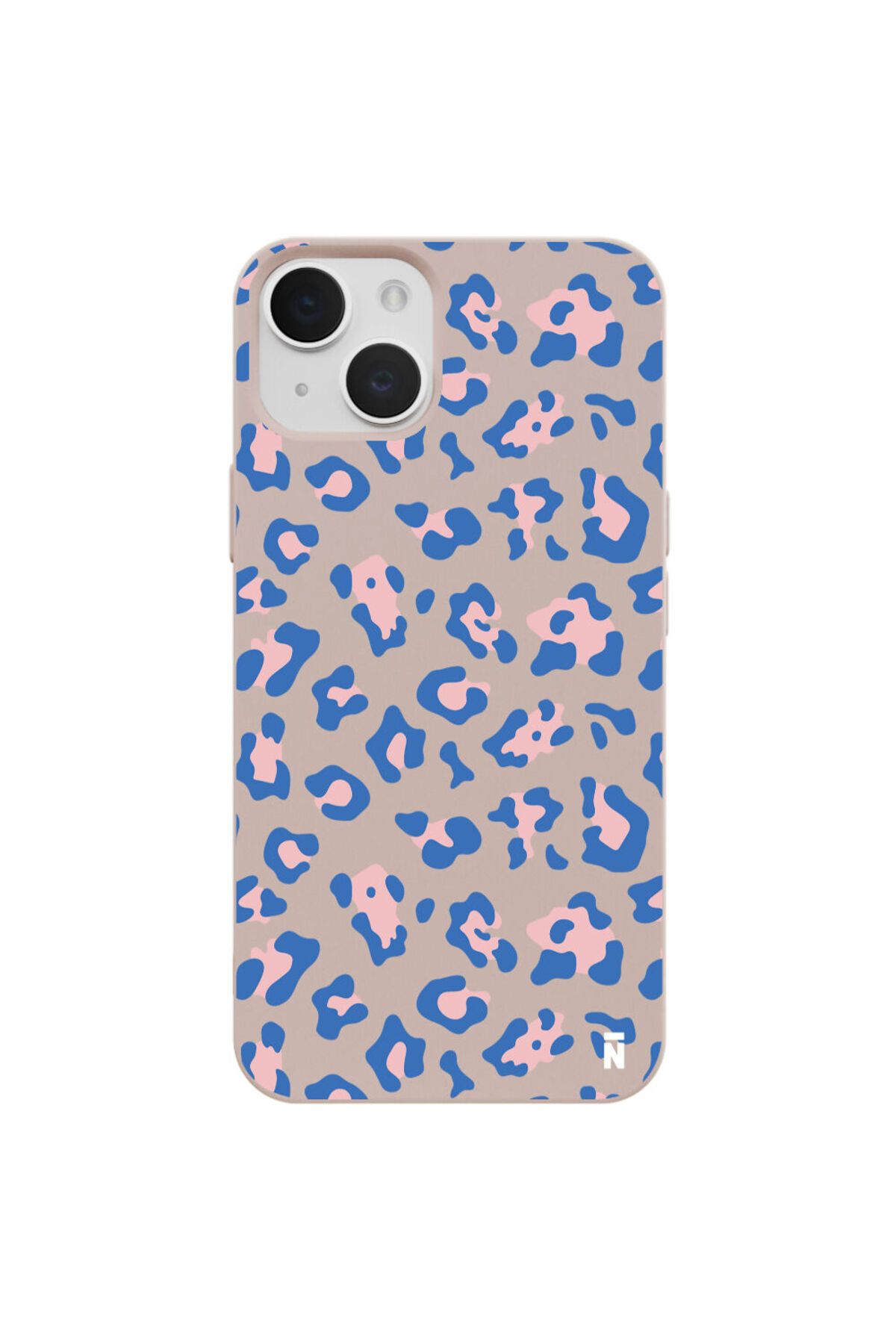 Casen iPhone 15 Cheetah Blue Tasarımlı Pudra Pembe Renkli Silikon Telefon Kılıfı