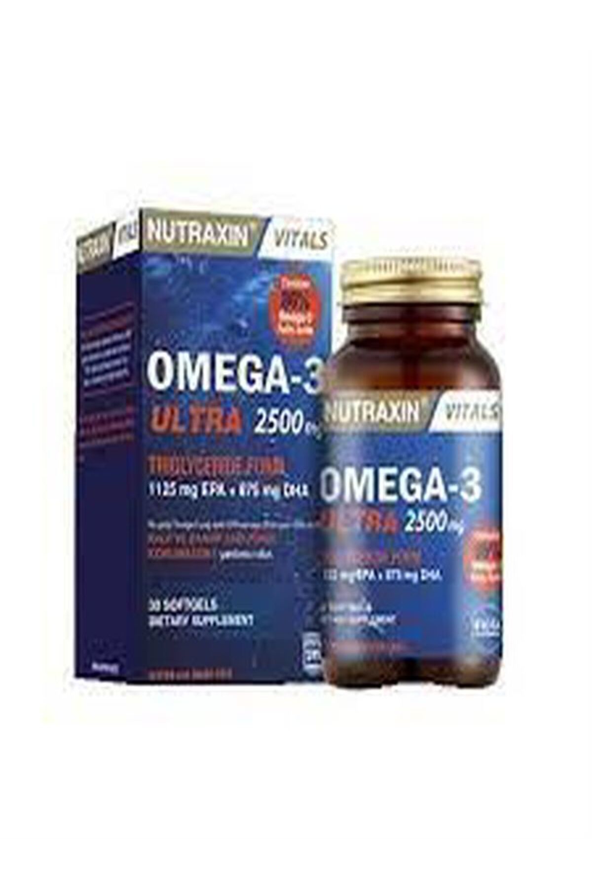Nutraxin Vitals Omega-3 Ultra 2500 mg Trigliserit Formada EPA & DHA Takviye Edici Gıda 30 Softgel