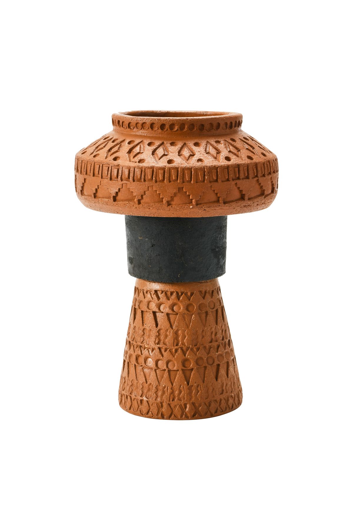 Warm Design El Yapımı Kabartmalı Terracotta Vazo