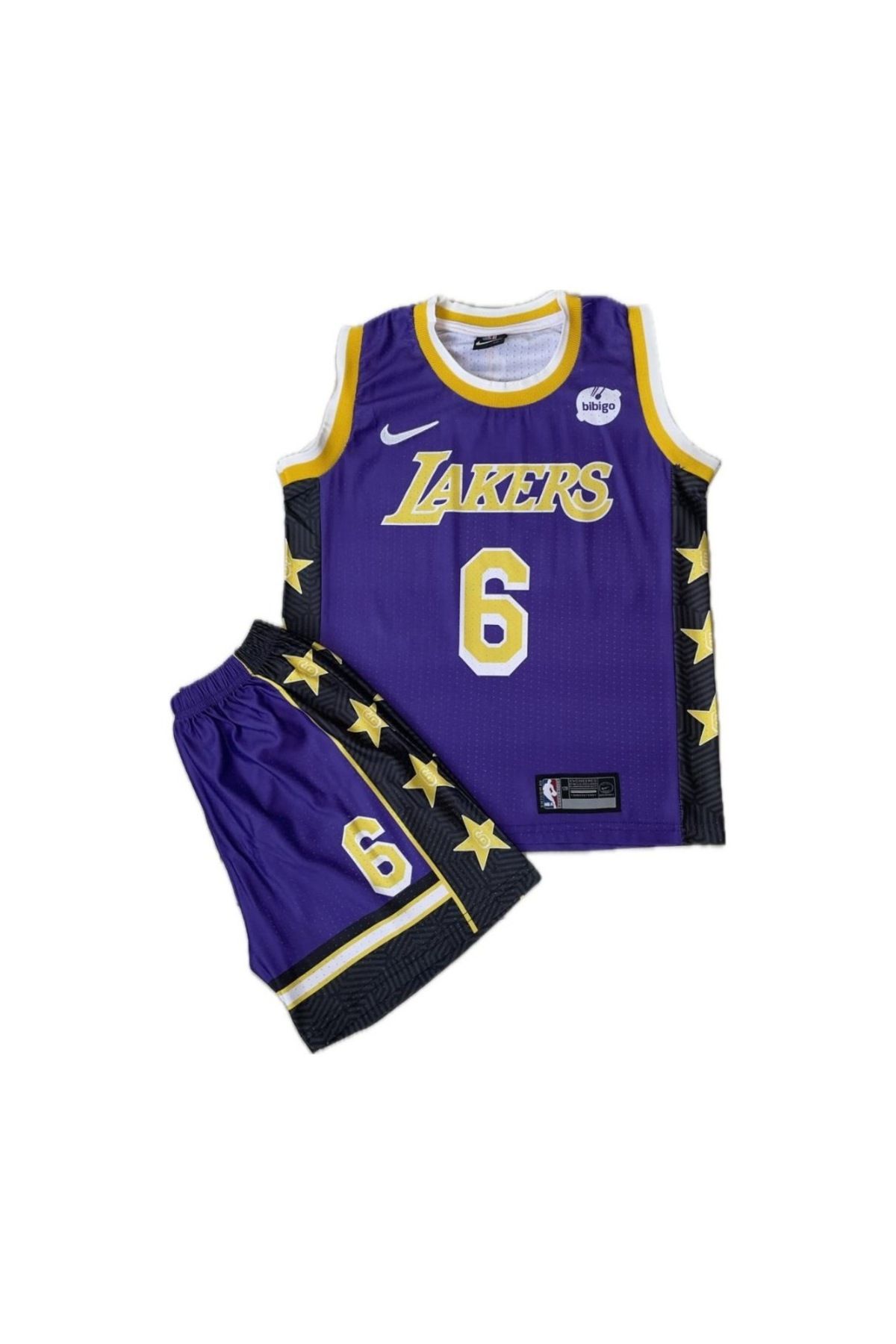 gökmenspor Ithal Kumaş Basketbol Lakers 6 James Çocuk Forma Takımı Siyah Mavi Hediyeli