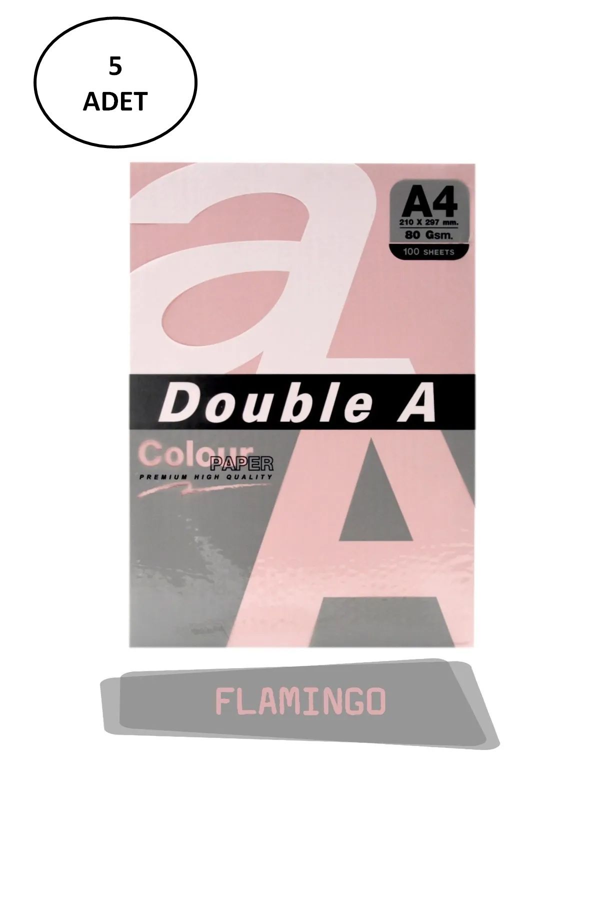 OMNİ PAZARLAMA Double A Renkli Fotokopi Kağıdı 5x100 Lü A4 80 Gr Flamingo