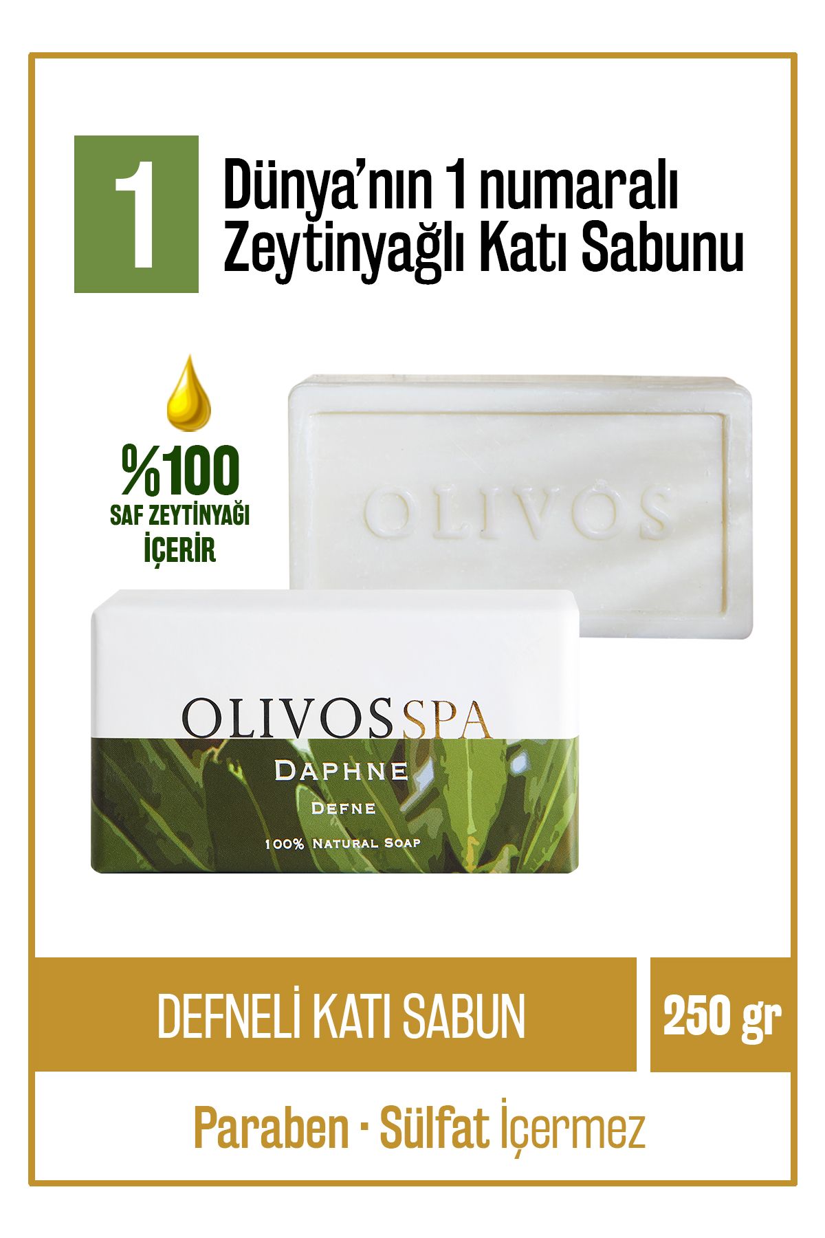 Olivos %100 Doğal Spa Serisi Defne Yaprağı Ve Zeytinyağı Katı Sabun El Sabunu Nem Dengeleyici 250 gr