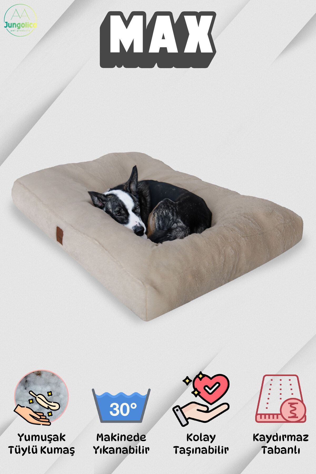 Jungolica Pet Products Max, Ultra Yumuşak, Kaydırmaz Tabanlı, Konforlu Kedi Ve Köpek Yatağı, Yer Minderi