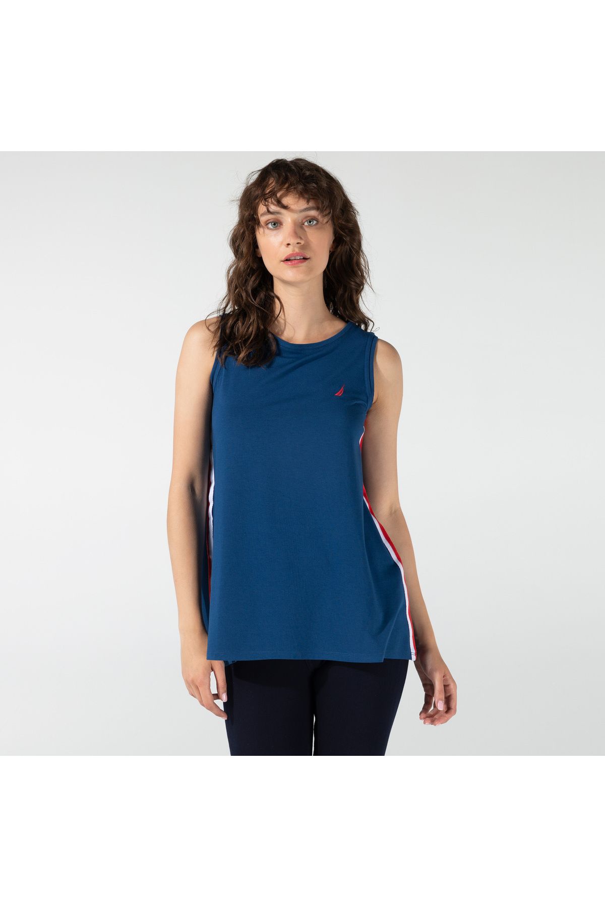 Nautica Kadın Mavi Kolsuz T-shirt