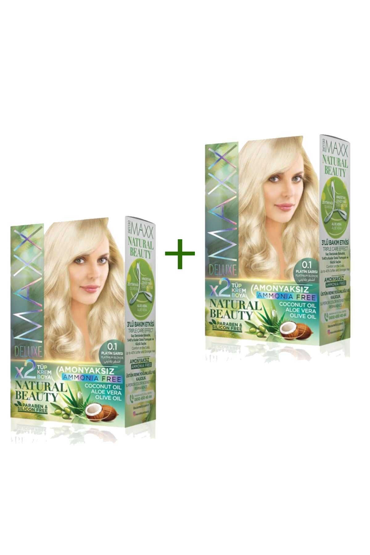 MAXX DELUXE 2 Paket Natural Beauty Amonyaksız Saç Boyası 0.1 Platin Sarısı
