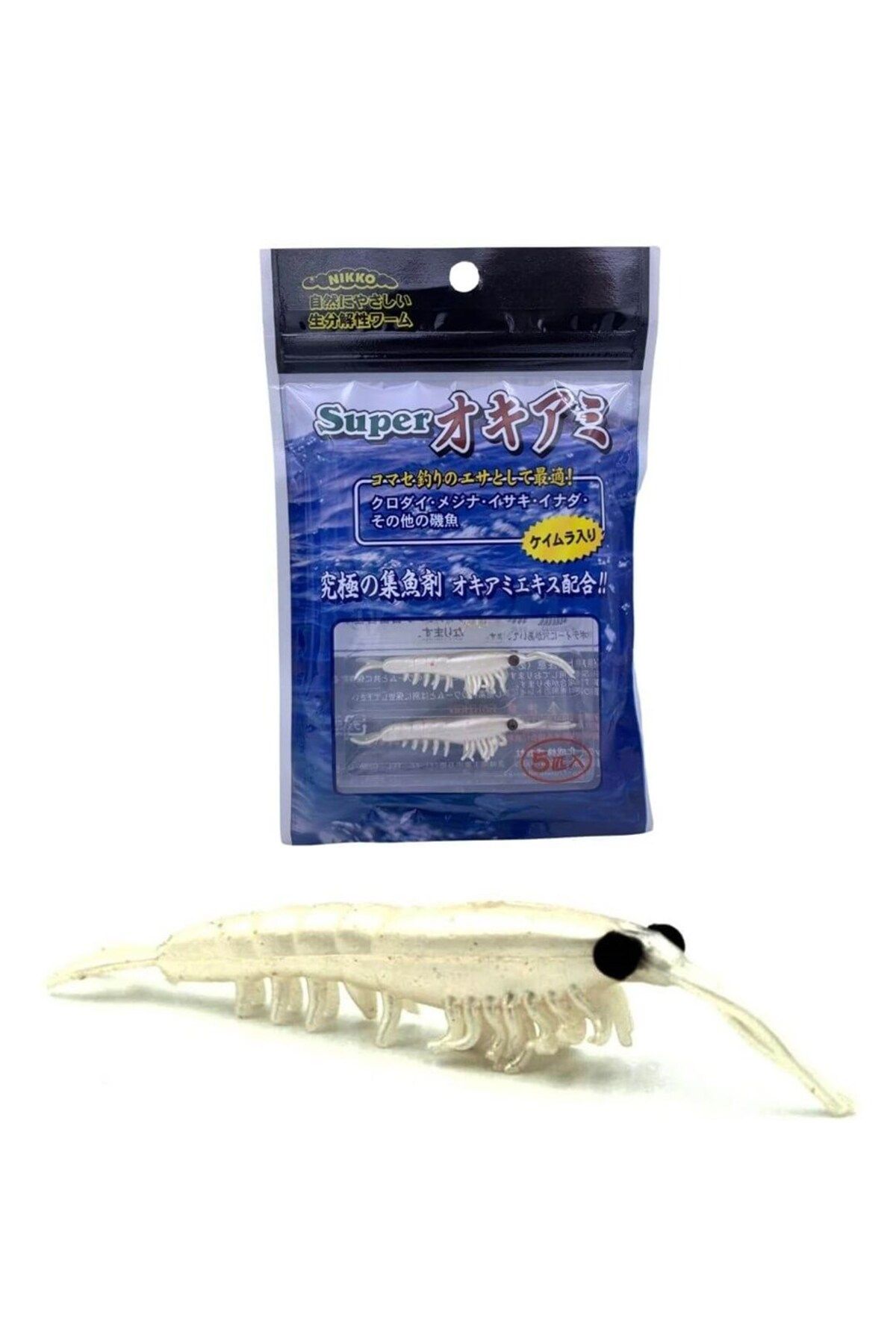 Nikko Okiami Shrimp M 42mm Pearl White #107 Silikon Yem