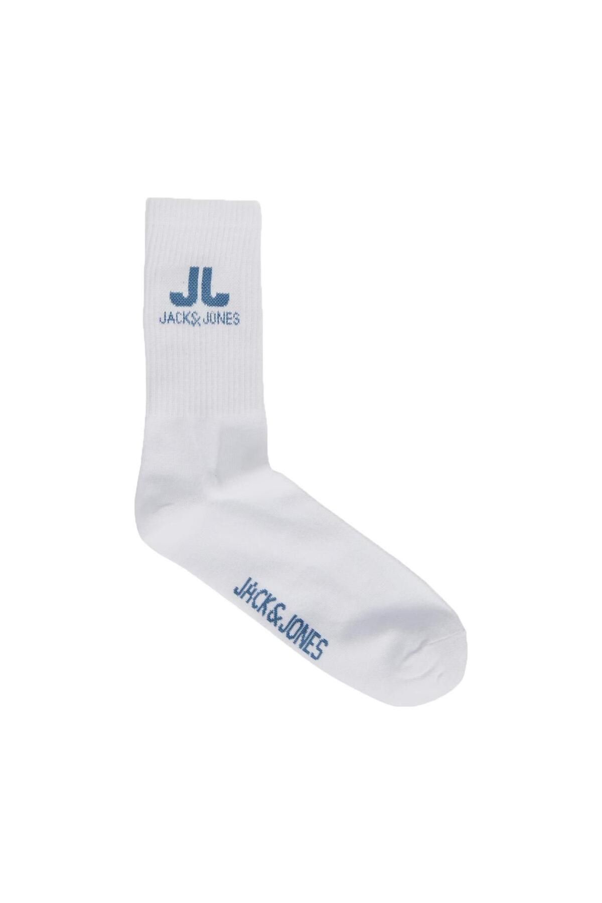 Jack & Jones 12240973 Jacjj Logo Tennis Sock 5 Pack Beyaz-yazılı