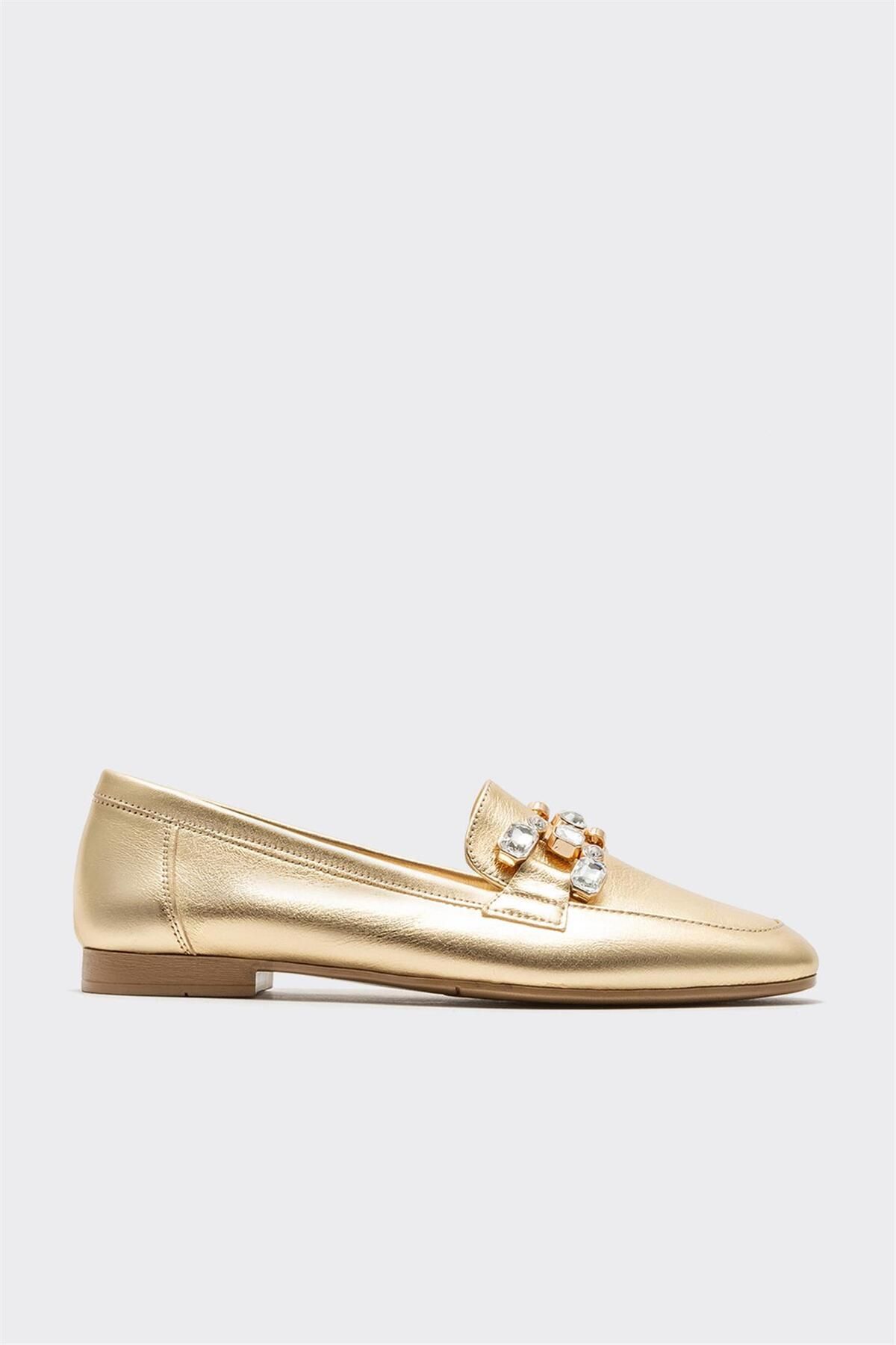 Elle Gold Deri Kadın Loafer