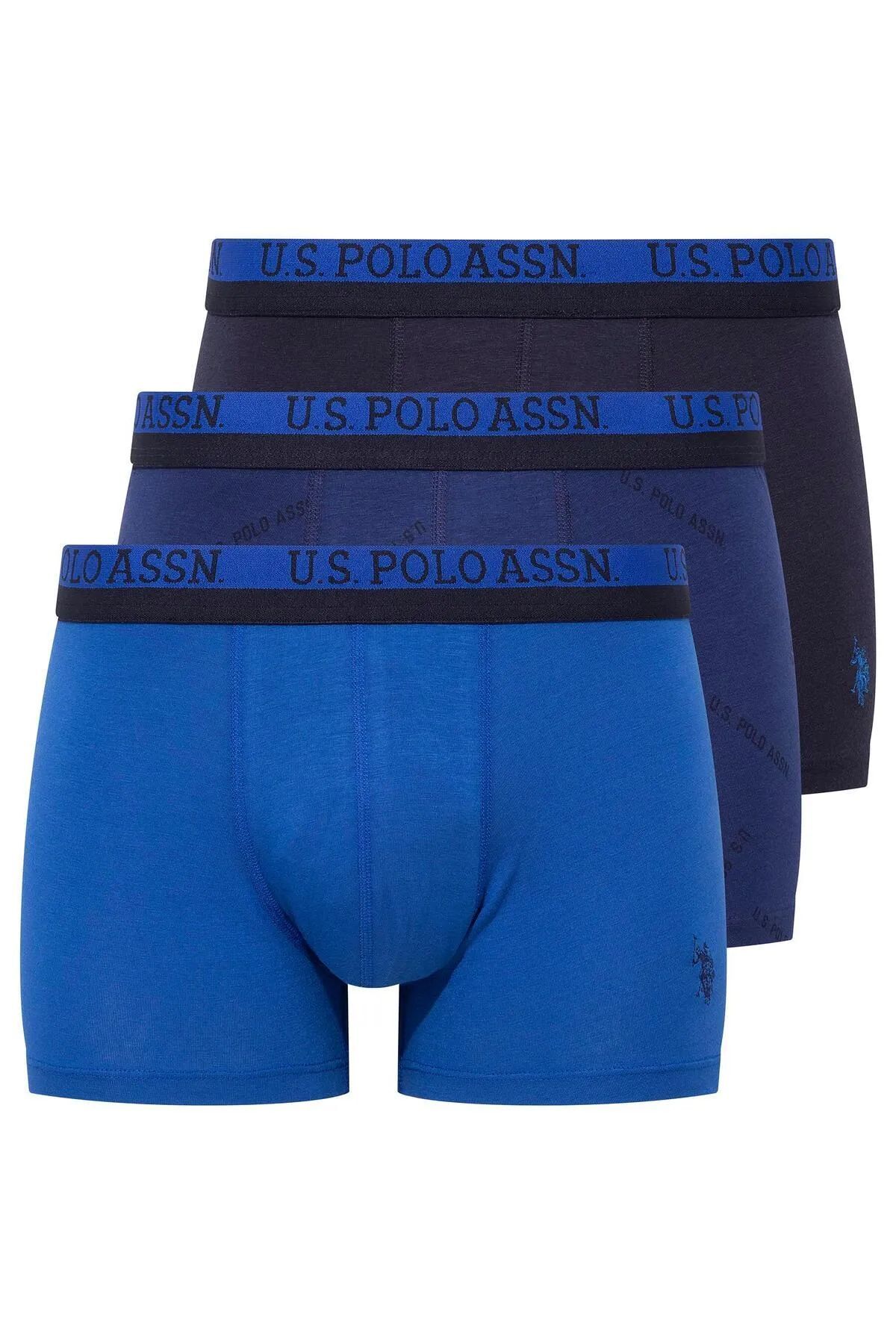 U.S. Polo Assn. U.s Polo Assn. 80522 Erkek Pamuklu 3'lü Boxer-Saks&Lacivert&Baskılı