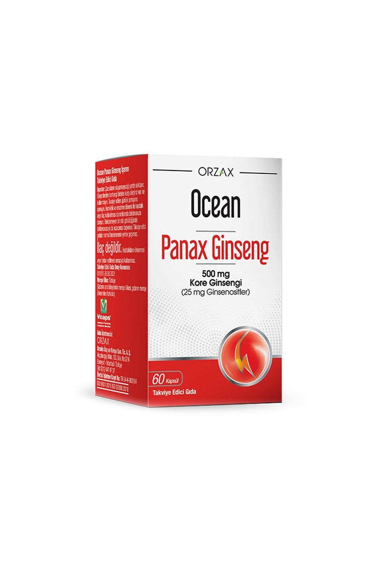 Ocean Panax Ginseng 500mg 60 Kapsül Kore Ginsengi İçeren Takviye Edici Gıda + Facial Cleanser 100ml Hediye