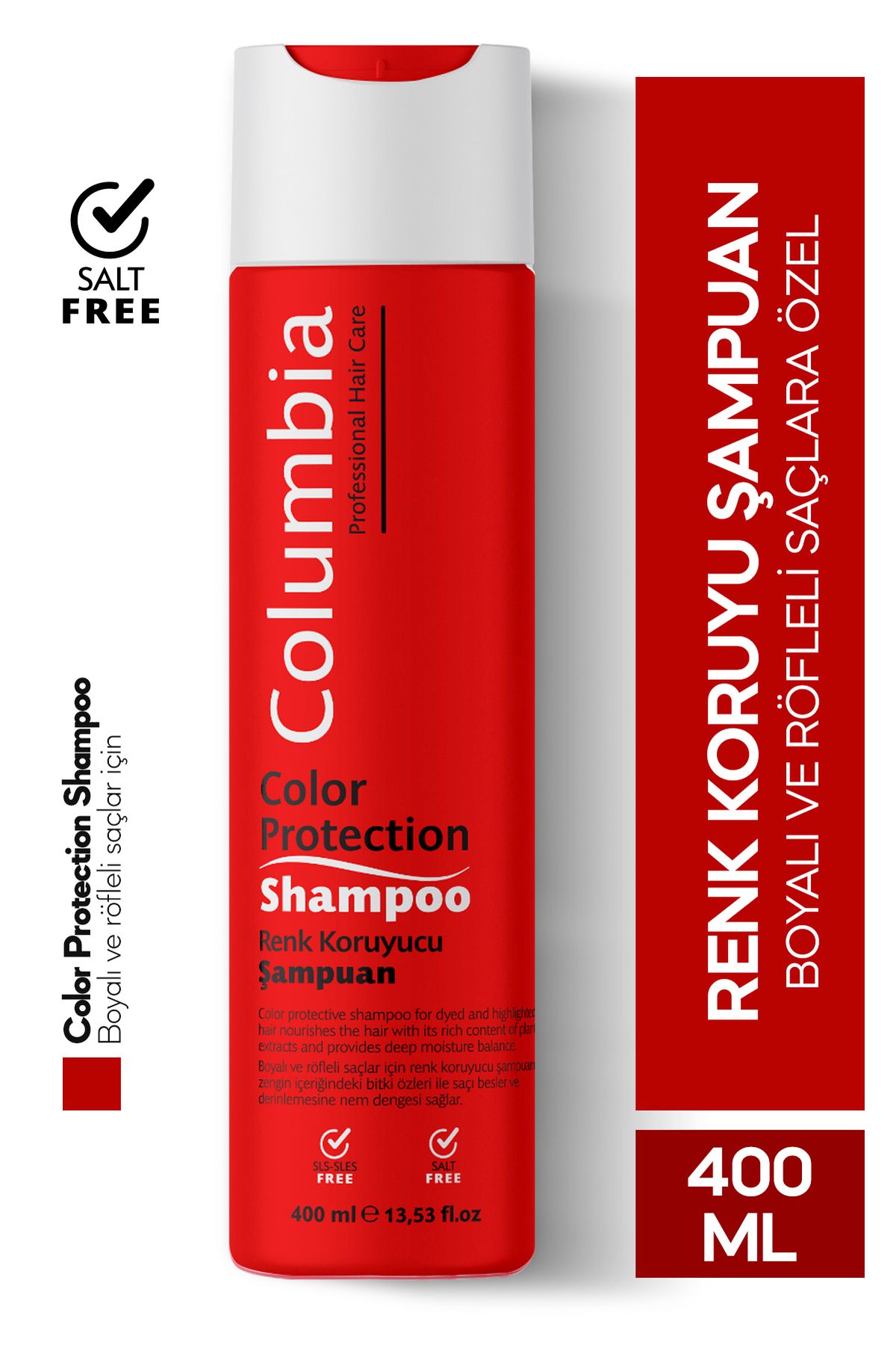 Columbia Beauty Boyalı Saçlar Için (COULEUR) Renk Koruyucu Şampuan - Tuzsuz & Sülfatsız
