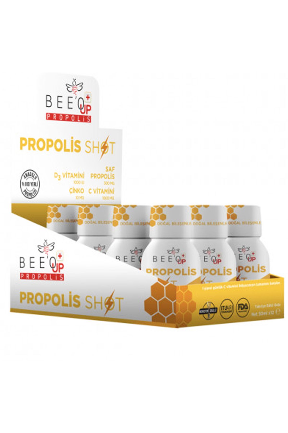 Beeo Up Propolis Çinko D3 C Vitamini Shot 50 ml 12 Adet