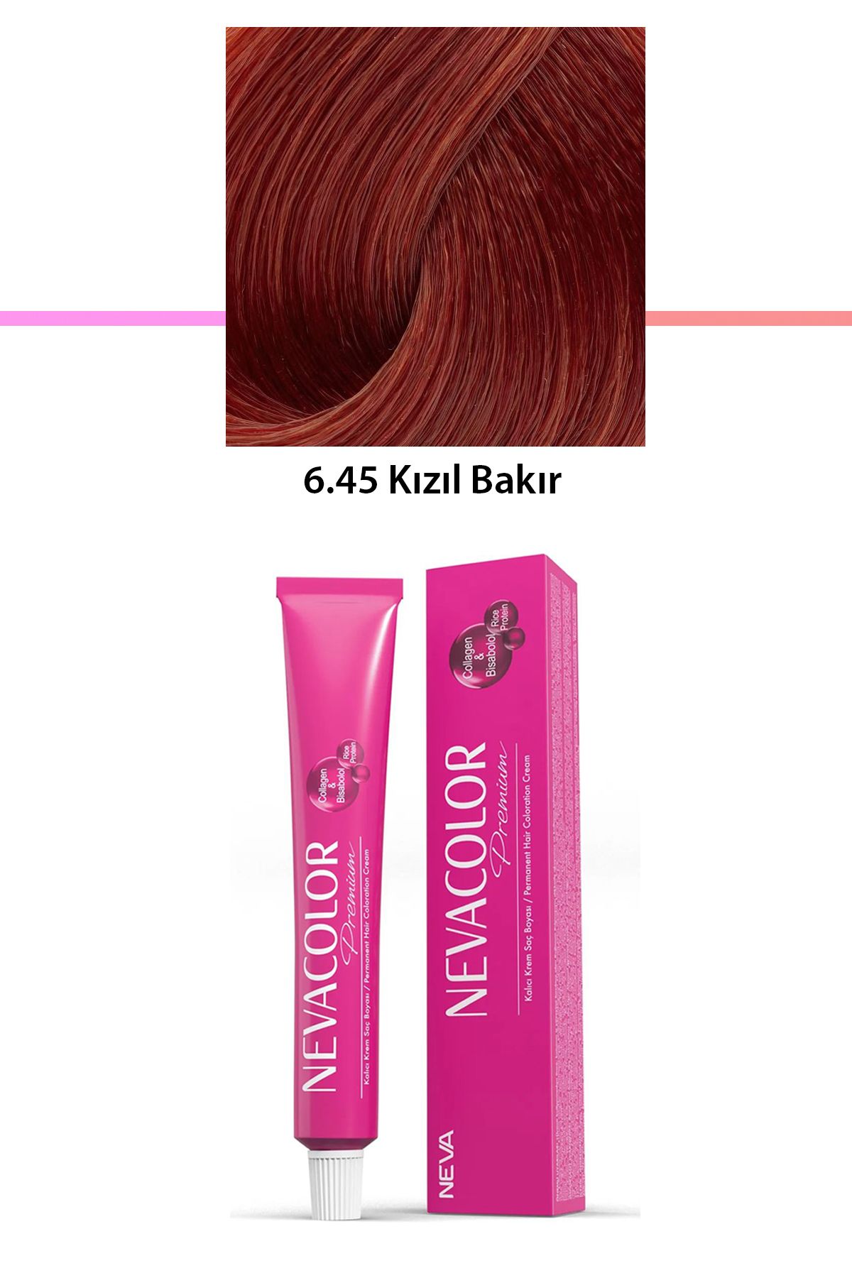 Neva Color Premium 6.45 Kızıl Bakır - Kalıcı Krem Saç Boyası 50 g Tüp