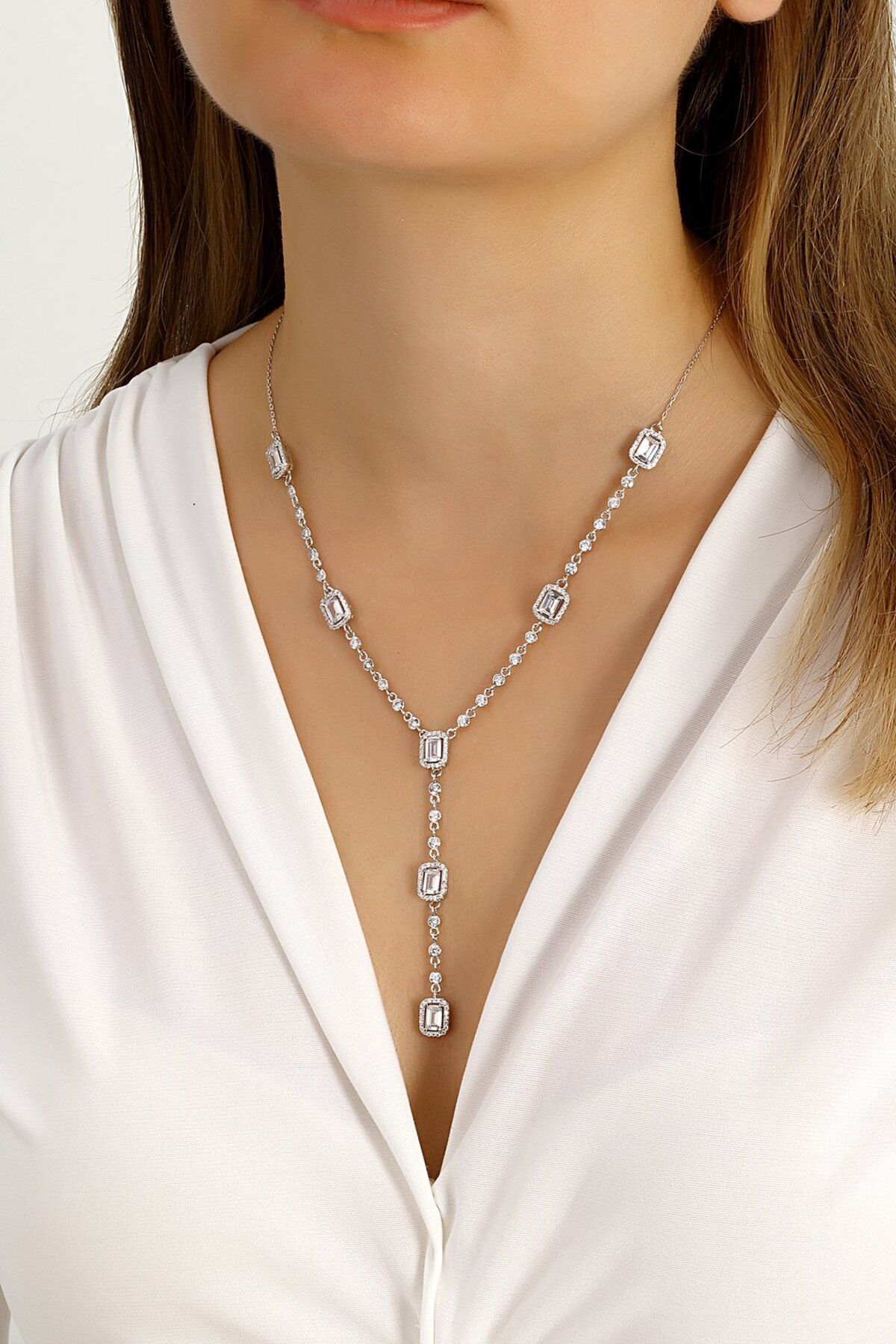 MySilvers Diamond Style Gümüş Gerdanlık Kolye