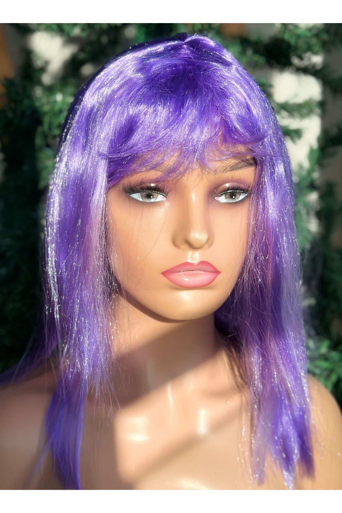 QUEEN AKSESUAR Parti doğum günü kostüm barbie deniz kızı gösteri peruğu ayarlanır uzun peruk saç lila mor