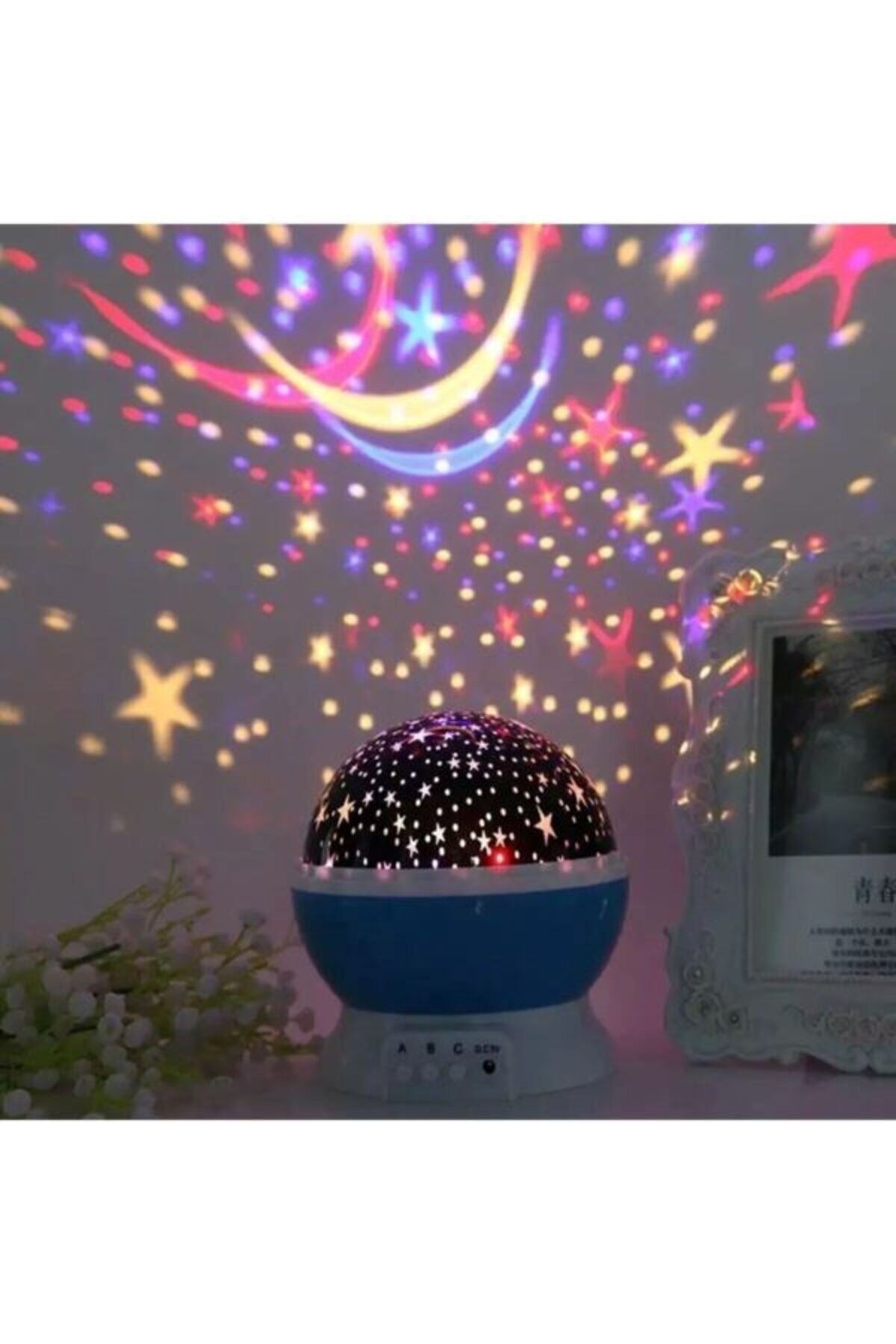 theia gift Gece Lambası Star Master Renkli Yıldızlı Gökyüzü Projeksiyon Gece Lambası Masa Ay Yıldız Lamba