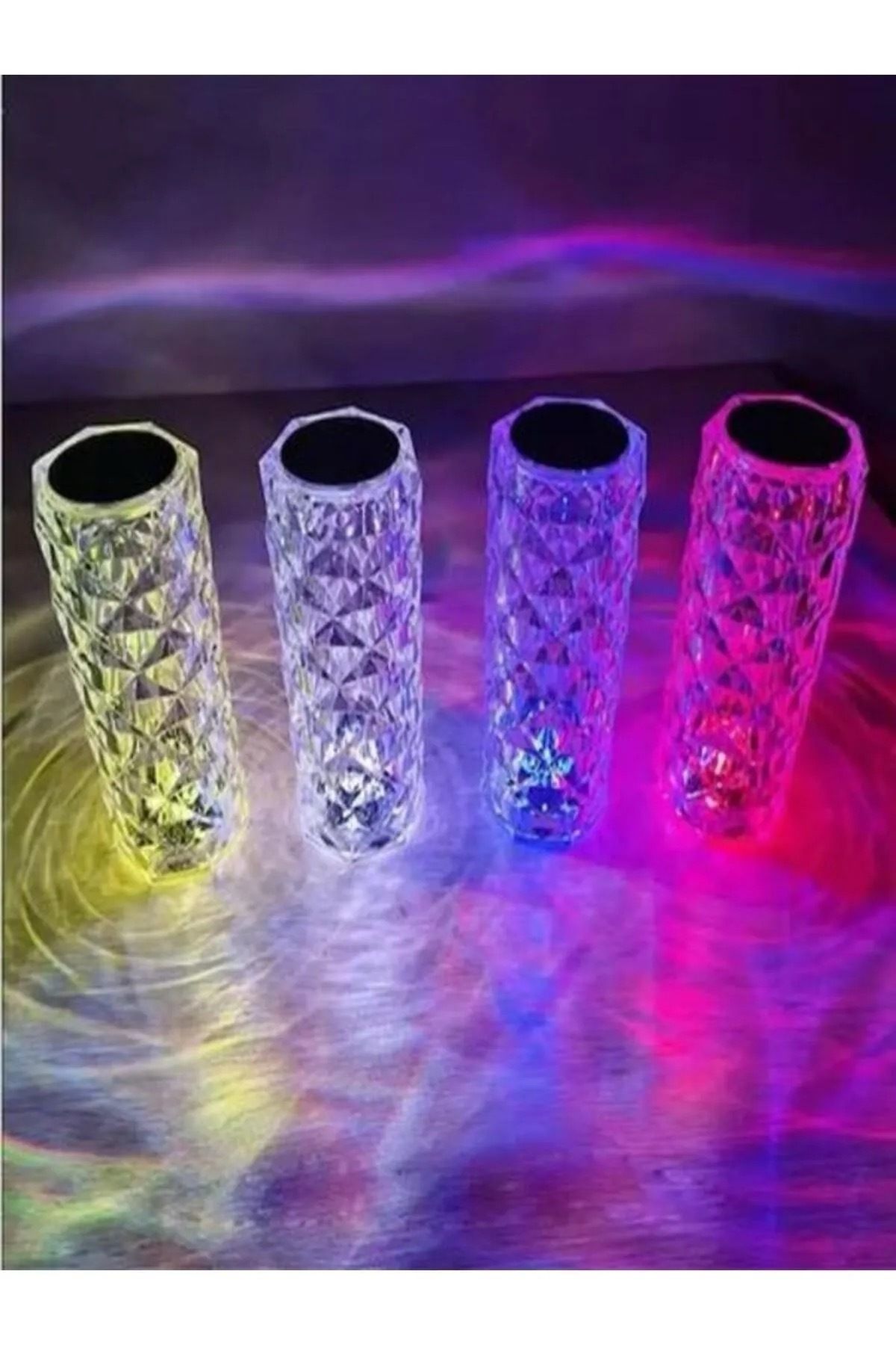 BEYZANA Kristal Elmas Masa Lambası Kumandalı 16 Renk Usb Şarjlı Dokunmatik Romantik Gül Işık Gece Lambası