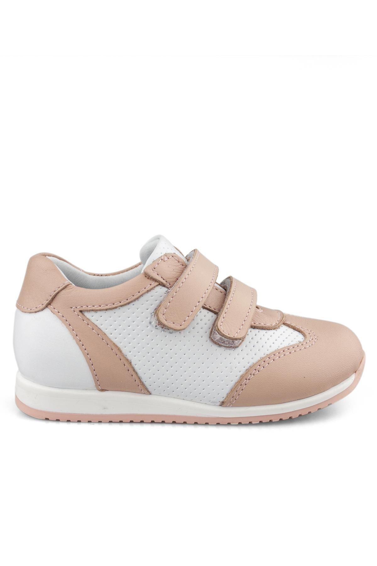 Cici Bebe Ayakkabı Hakiki Deri Pudra Beyaz Kız Çocuk Günlük Spor Ayakkabı