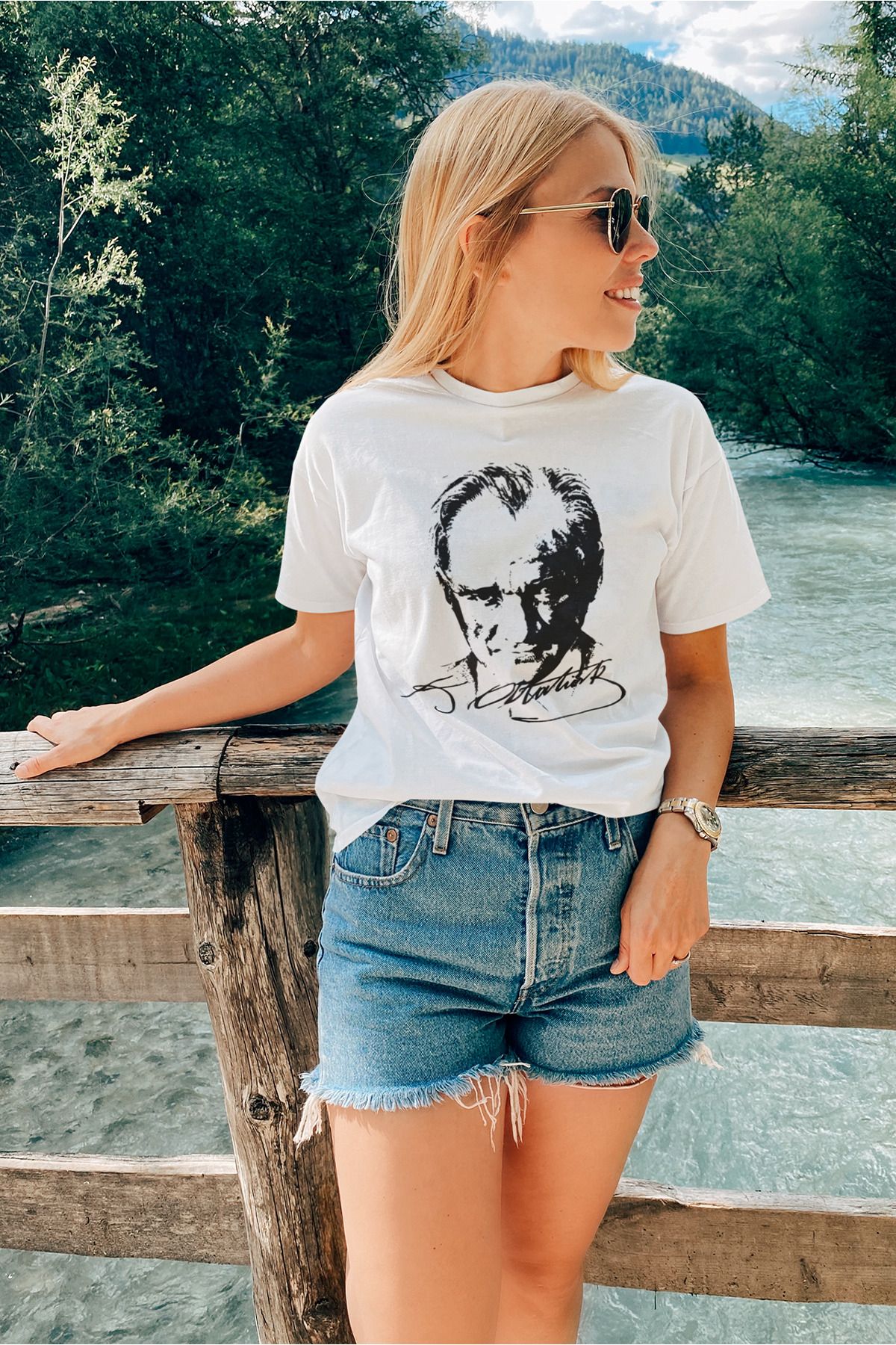 ADABEBEK Atatürk Baskılı %100 Pamuk Oversize Tişört