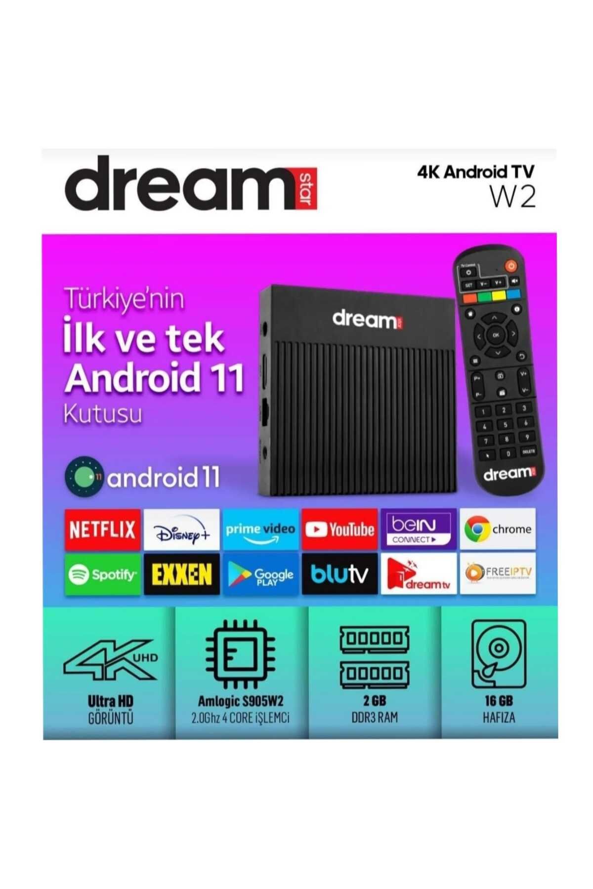 Dreamstar W2  4k Android TV BOX Ultra HD