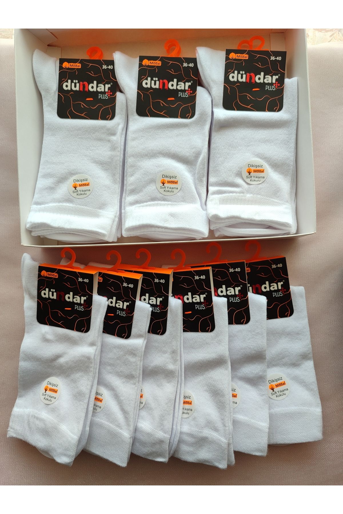 Dündar Plas Kadın Modal Soket Çorap 12li 5725 Beyaz