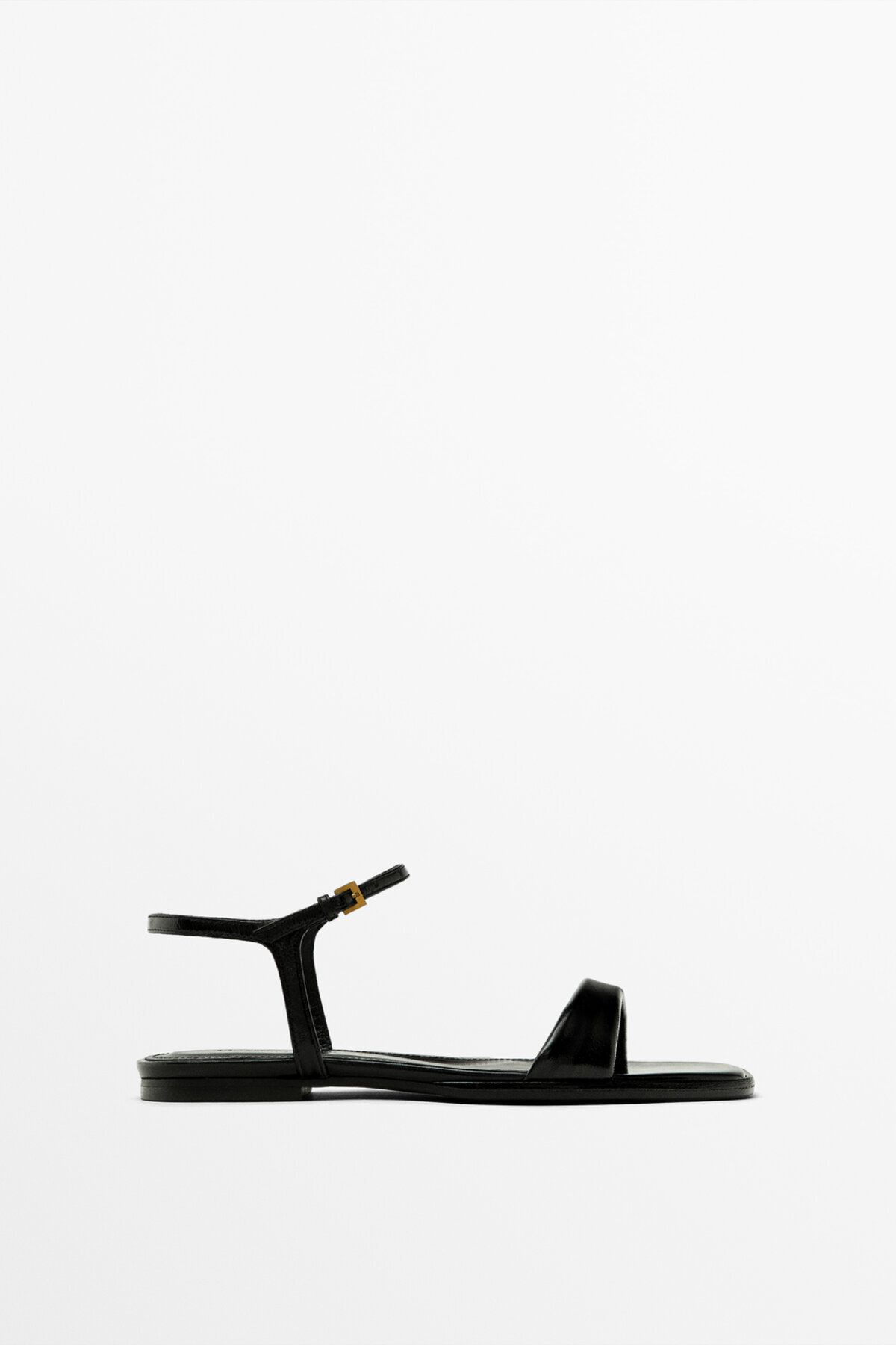 Massimo Dutti Buruşuk rugan yüzeyli düz sandalet