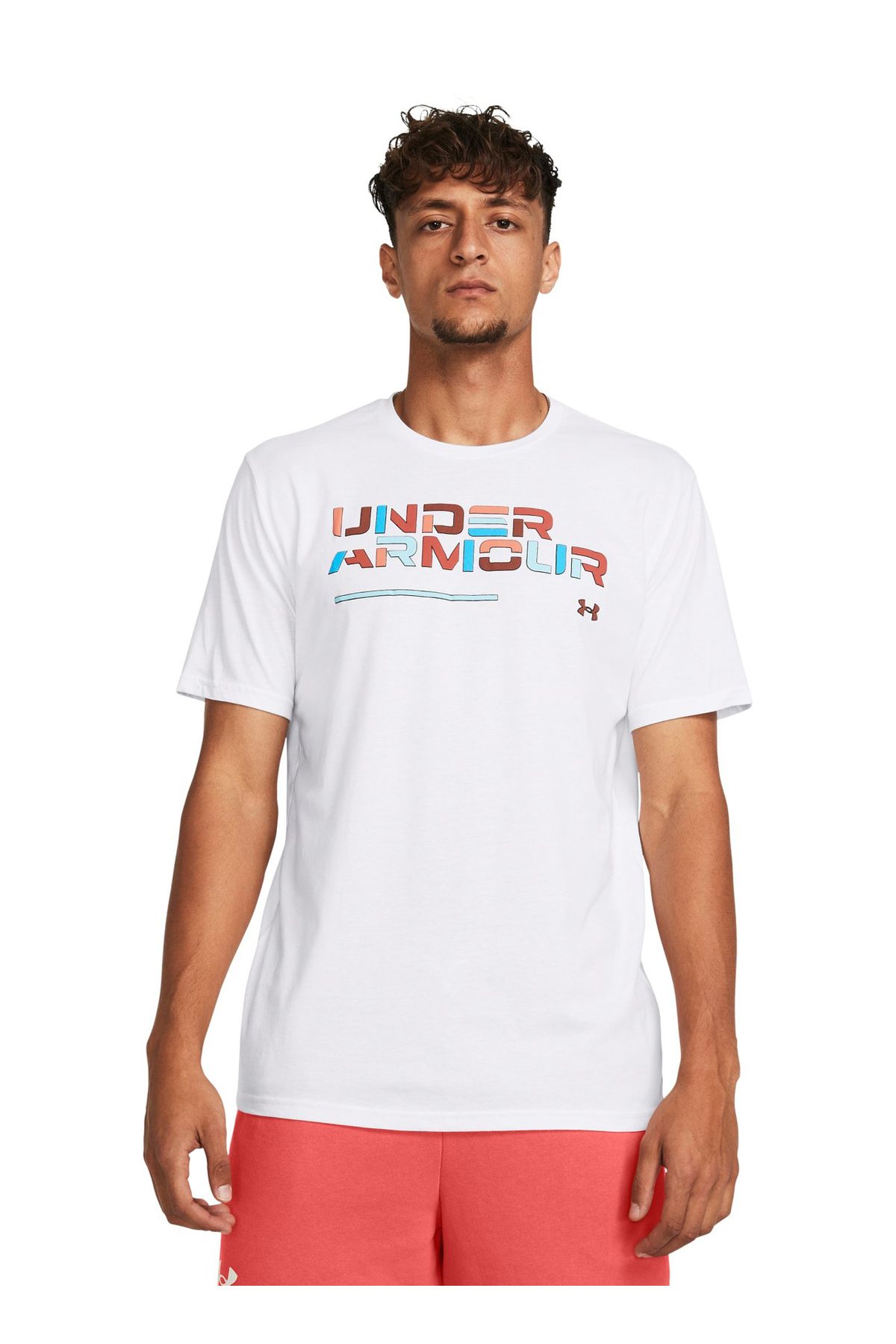 Under Armour Beyaz Erkek T-Shirt 1382829-100 UA Colorblock Wordmark