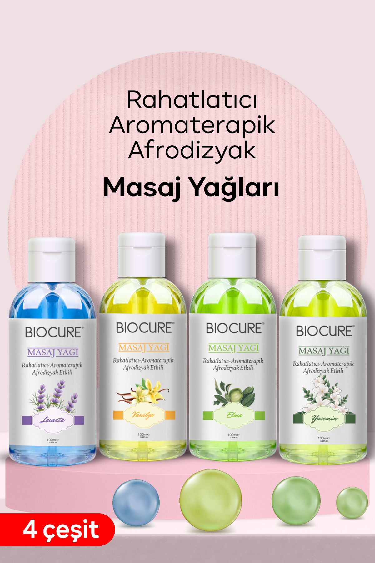 Biocure Rahatlatıcı-aromaterapik Afrodizyak Etkili Masaj Yağı Ve Vücut Bakım Yağı 4 Çeşit Bir Arada Mix
