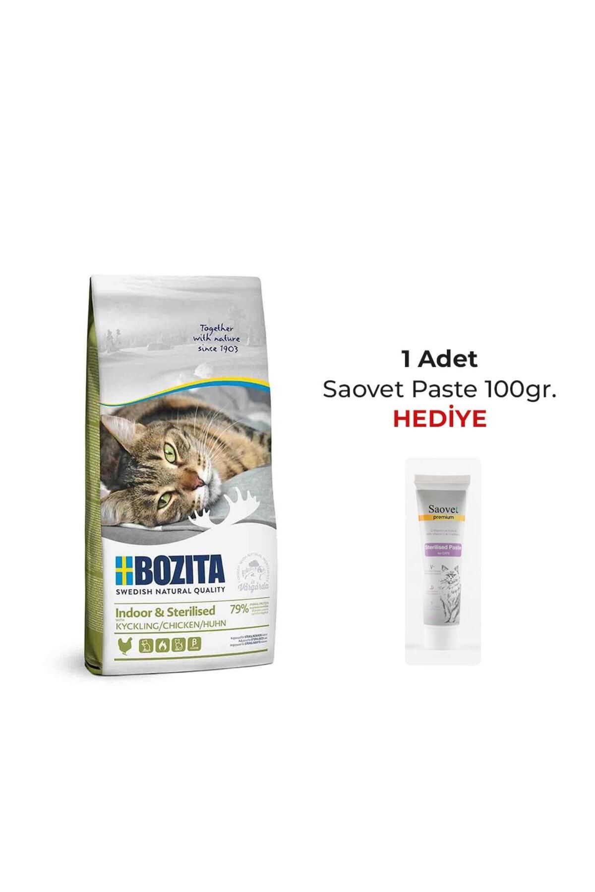 Bozita Indoor Tavuklu Kısırlaştırılmış Yetişkin Kedi Maması 2 Kg + 1 Adet Saovet Pasta 100 gr. Hediy